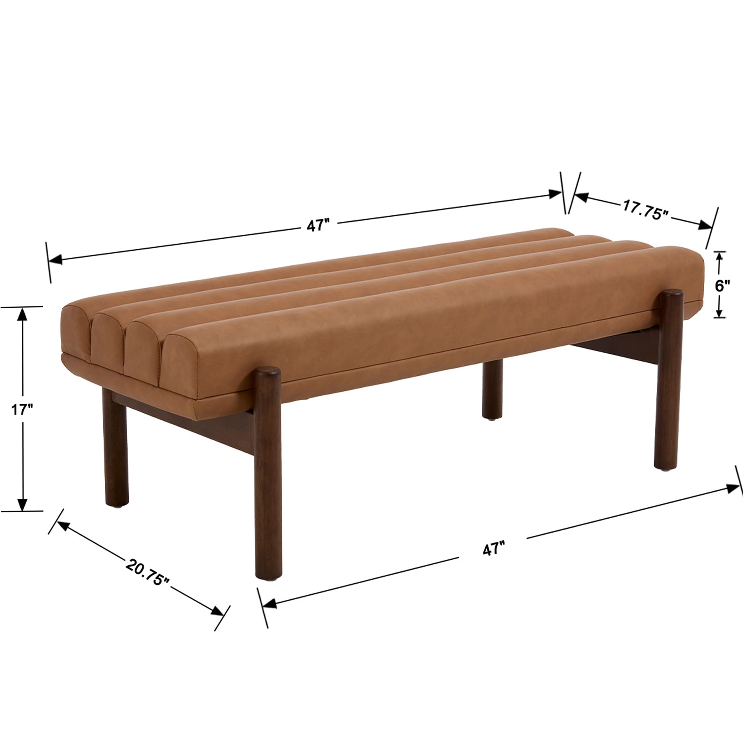 CIMOTA 47" W Entryway Bench with Solid Wood Legs - 3248BH