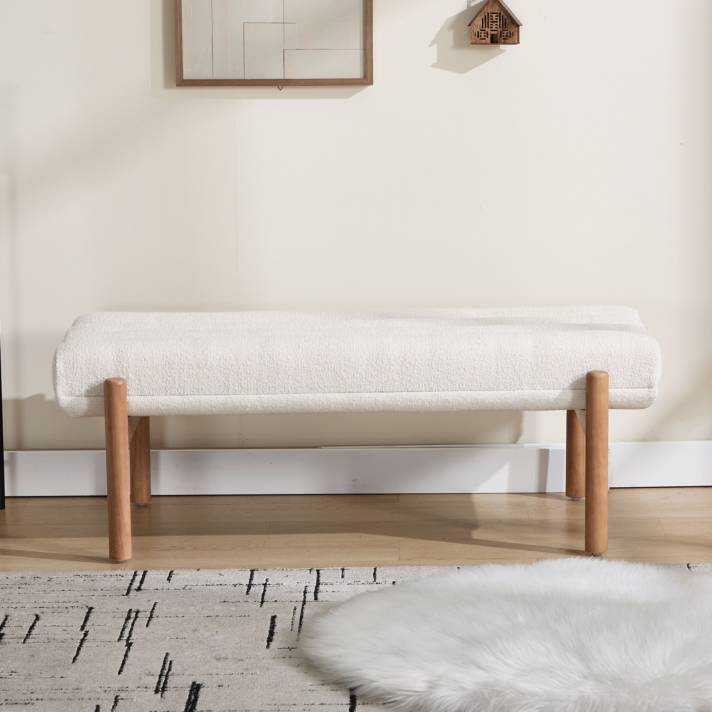CIMOTA 47" W Entryway Bench with Solid Wood Legs - 3248BH