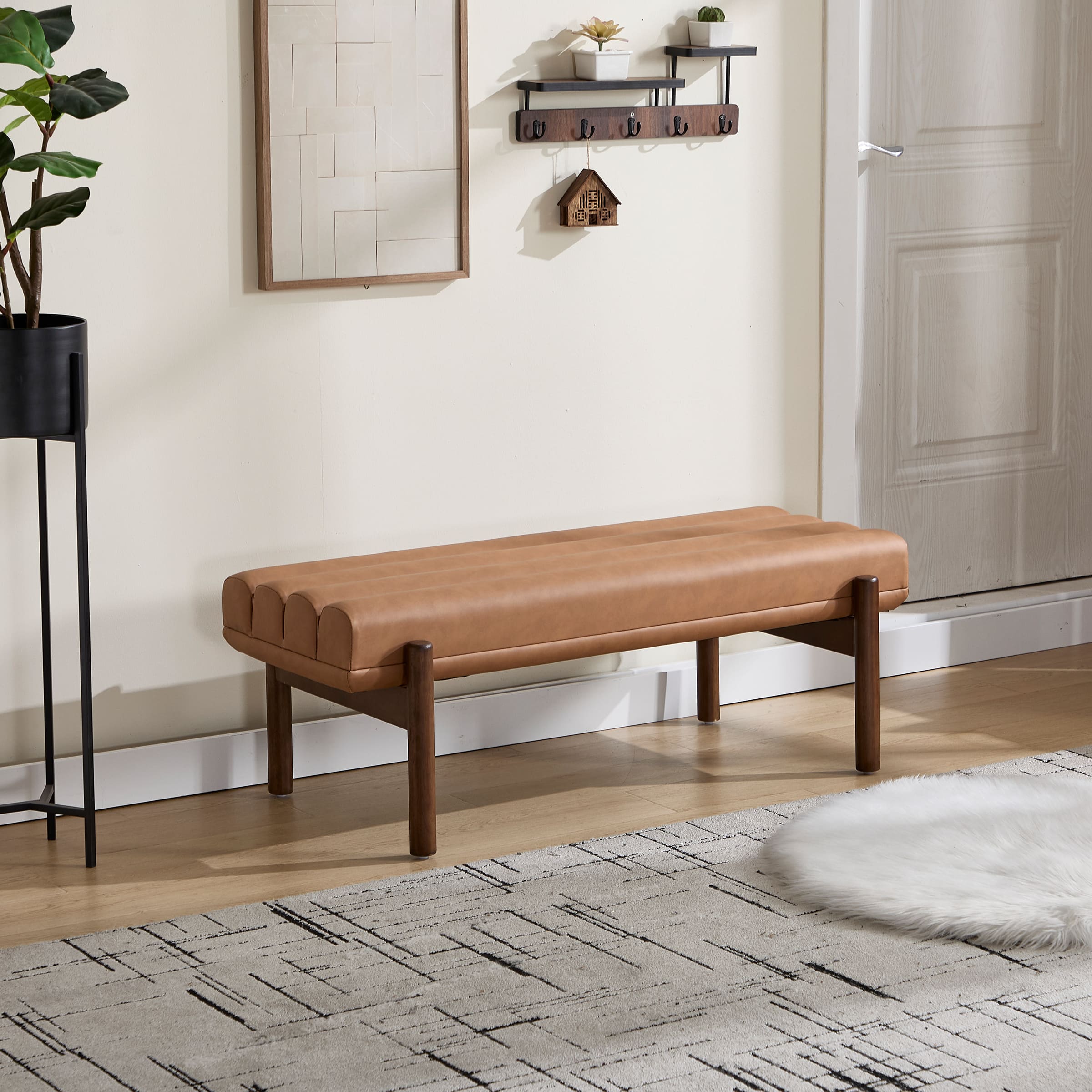 CIMOTA 47" W Entryway Bench with Solid Wood Legs - 3248BH