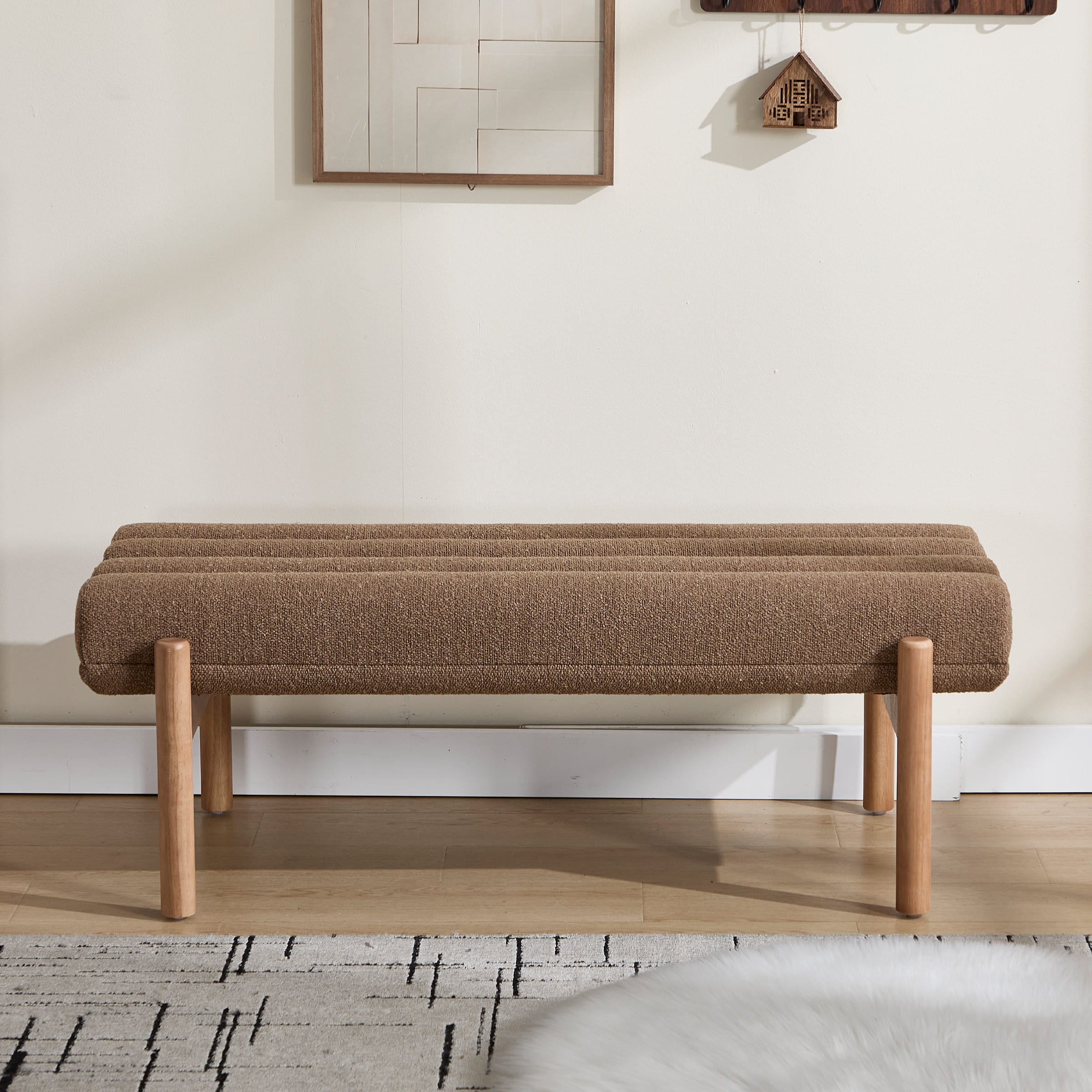 CIMOTA 47" W Entryway Bench with Solid Wood Legs - 3248BH