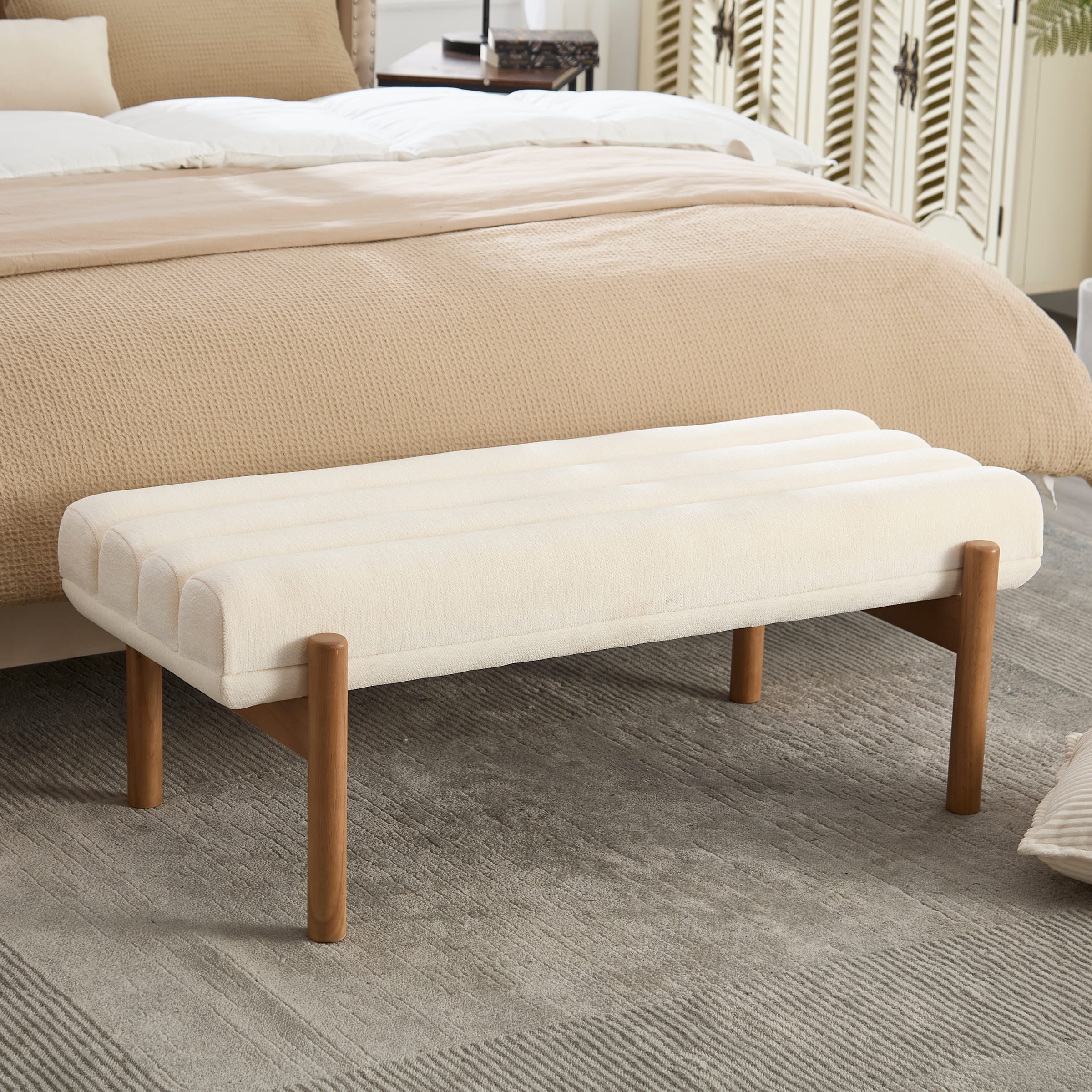 CIMOTA 47" W Entryway Bench with Solid Wood Legs - 3248BH