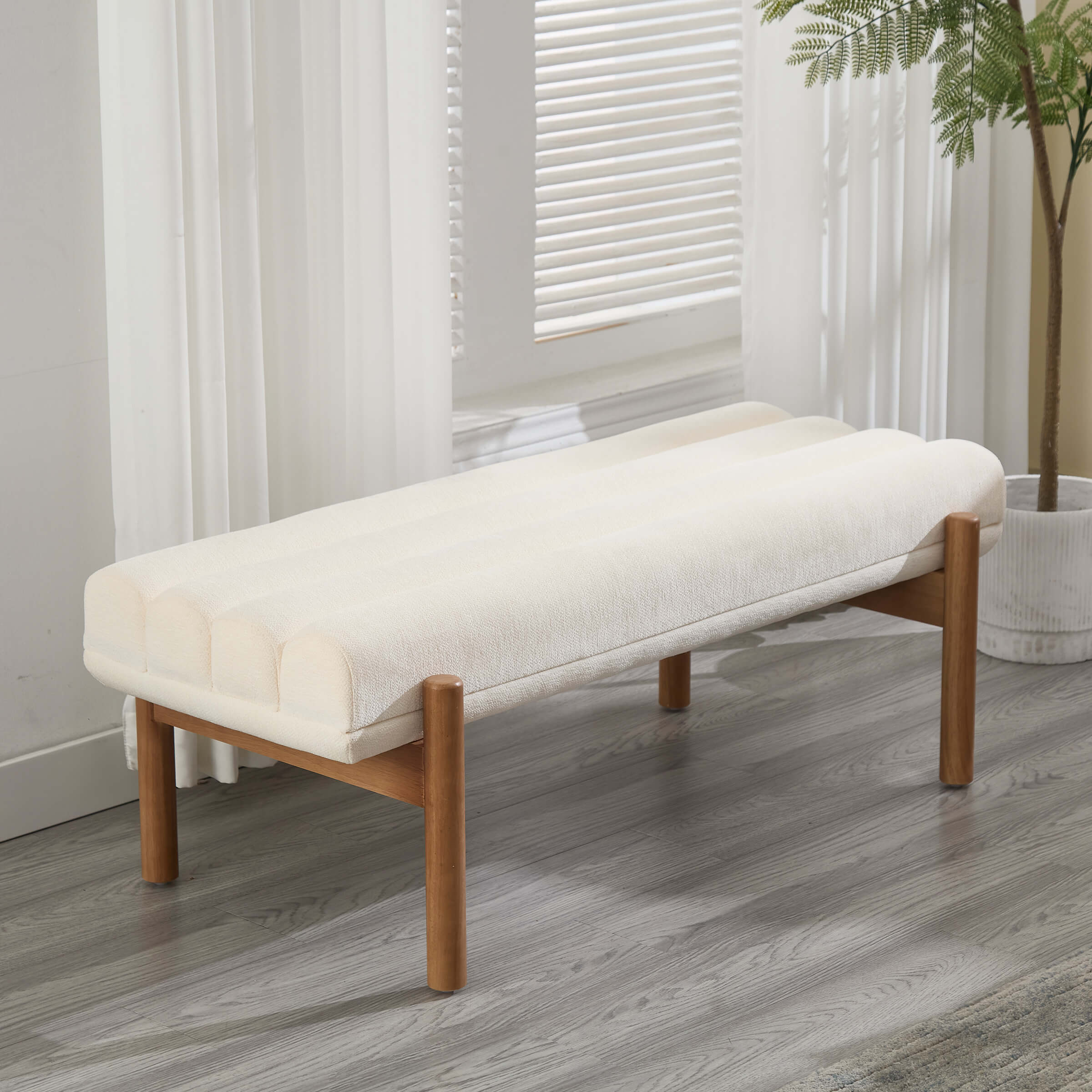 CIMOTA 47" W Entryway Bench with Solid Wood Legs - 3248BH