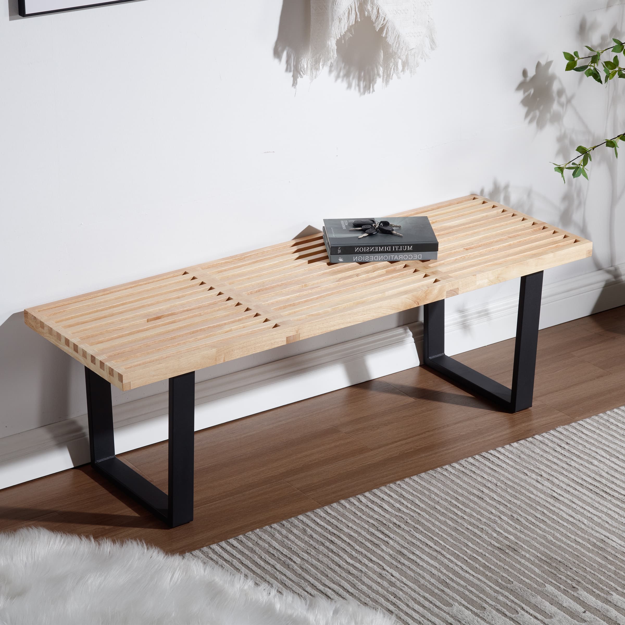 CIMOTA 55"W Natural Wood Entryway Bench - XXX9BH