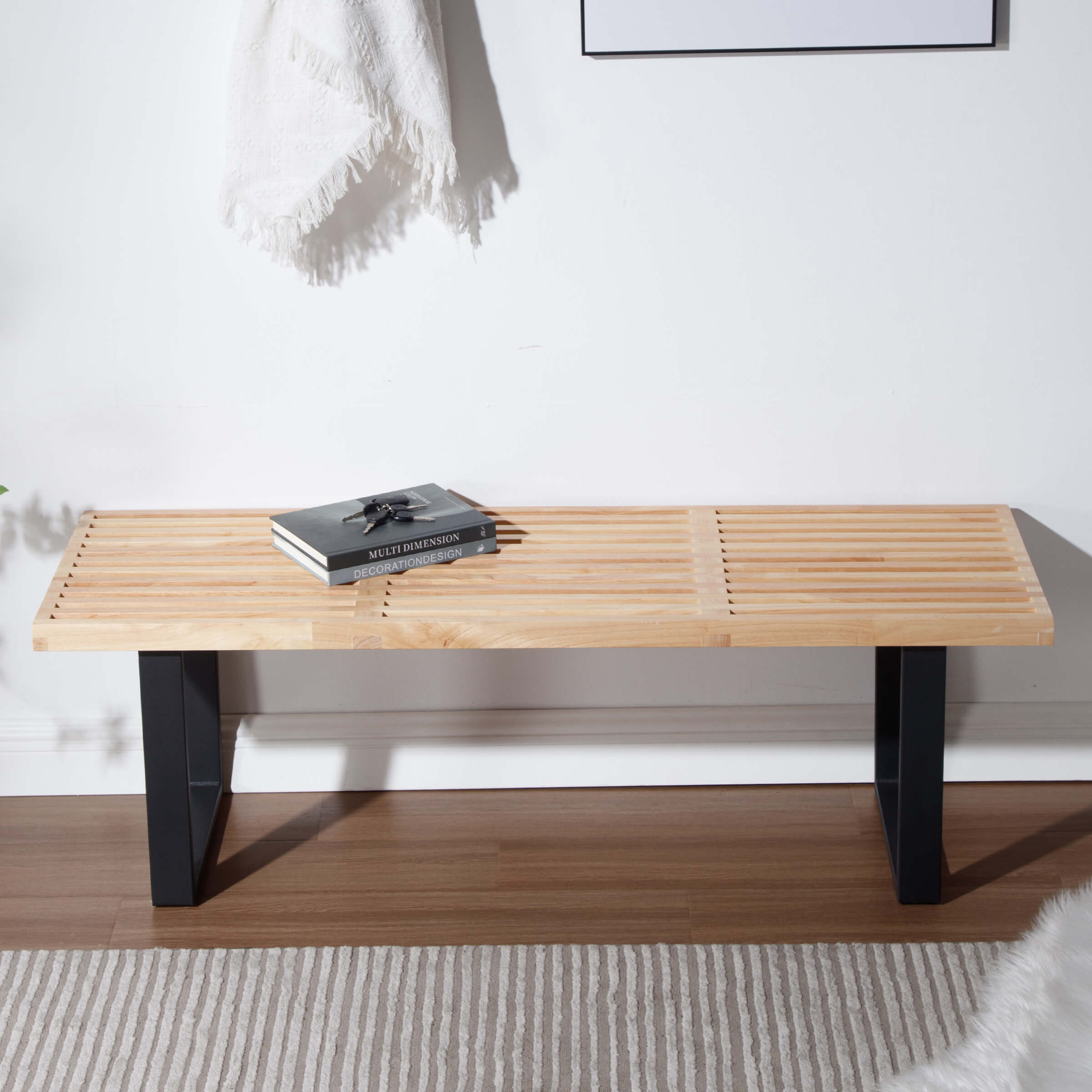 CIMOTA 55"W Natural Wood Entryway Bench - XXX9BH