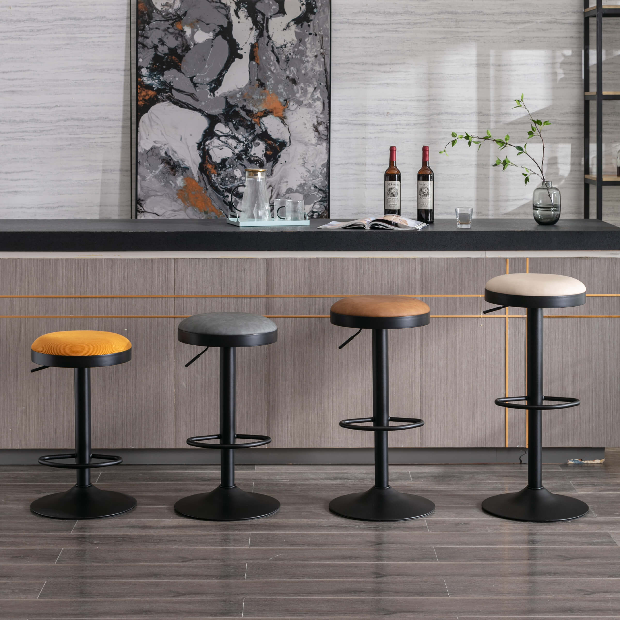 VESCASA Adjustable Swivel Backless Bar Stool 1 PCS - 90117AB
