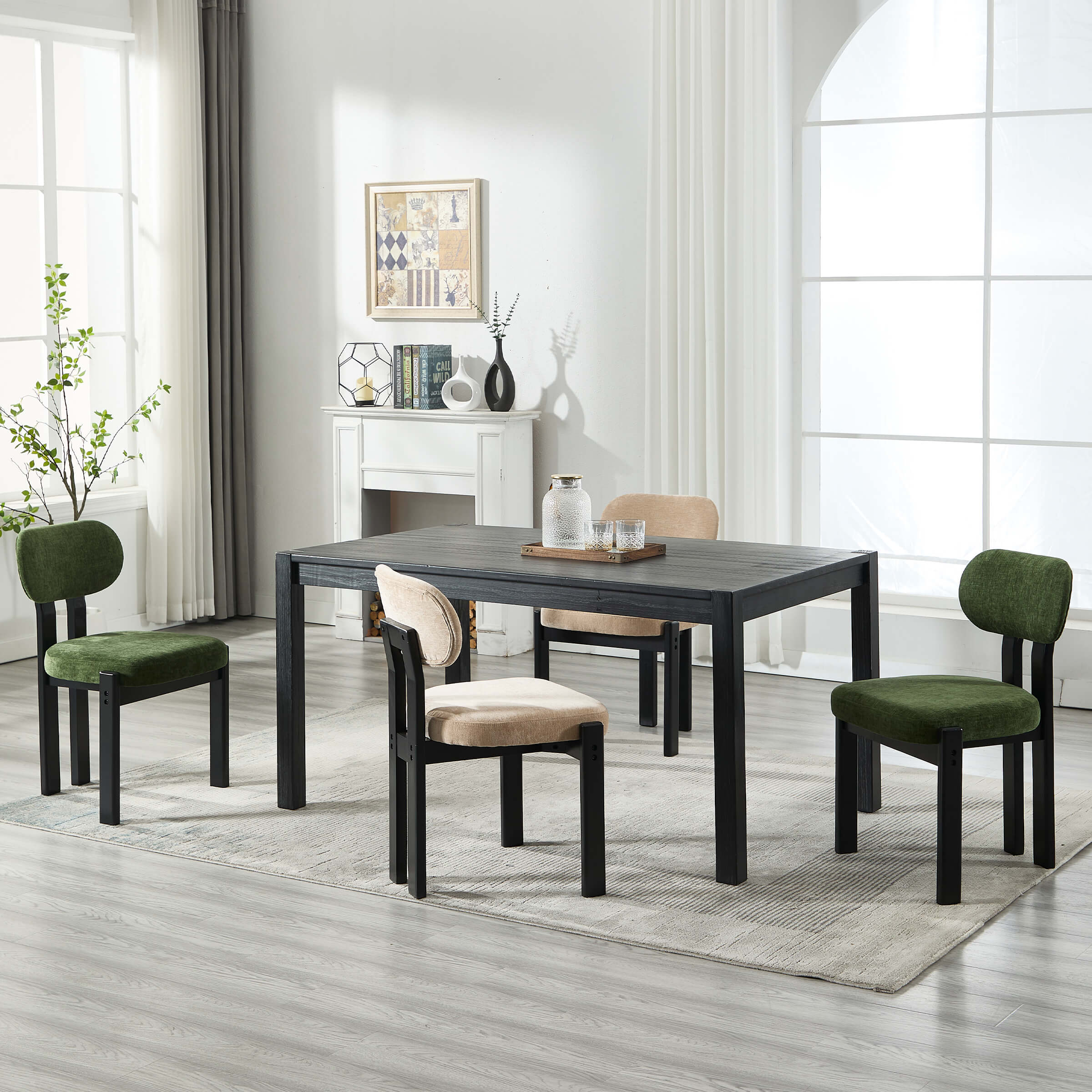 Armless Wood Legs Dining Chairs Set of 2 - 10048DC
