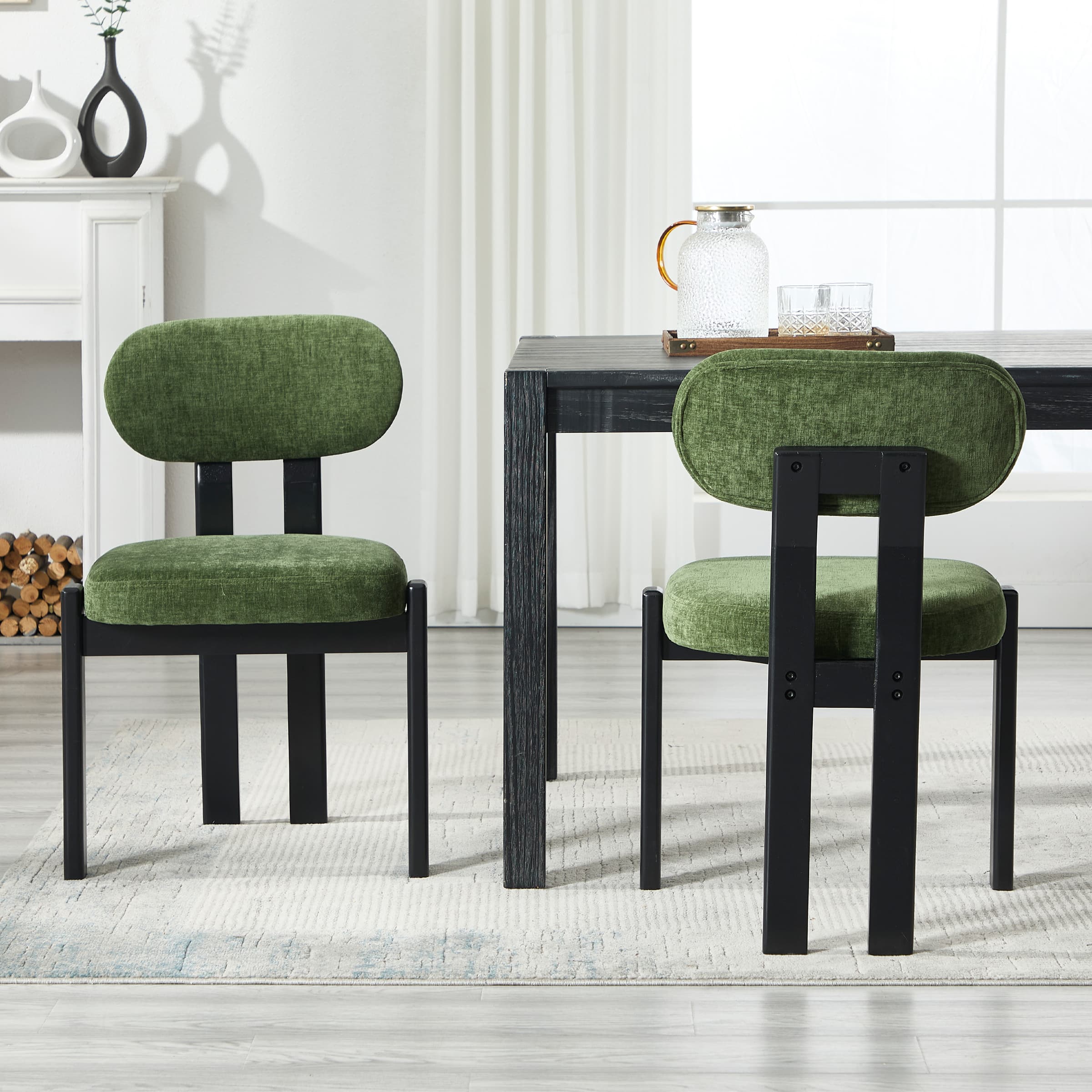 Armless Wood Legs Dining Chairs Set of 2 - 10048DC