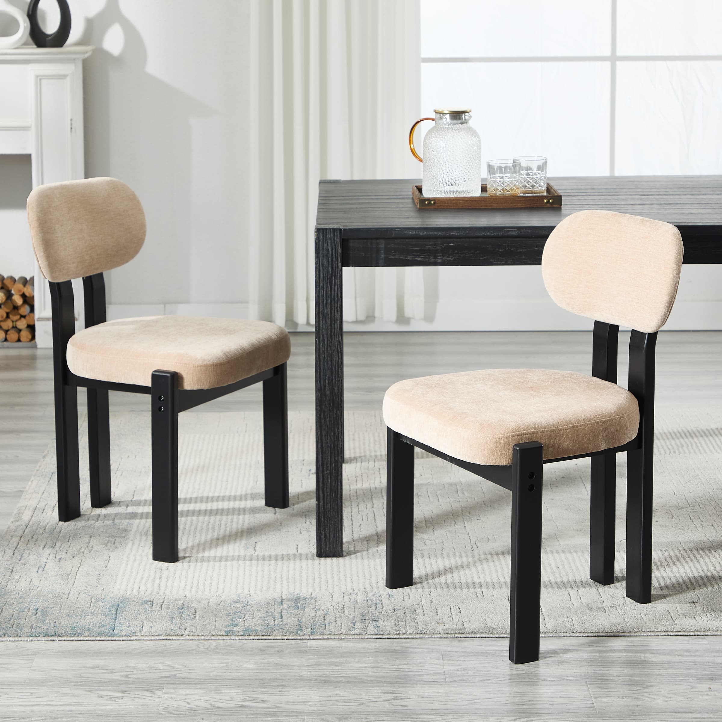 Armless Wood Legs Dining Chairs Set of 2 - 10048DC