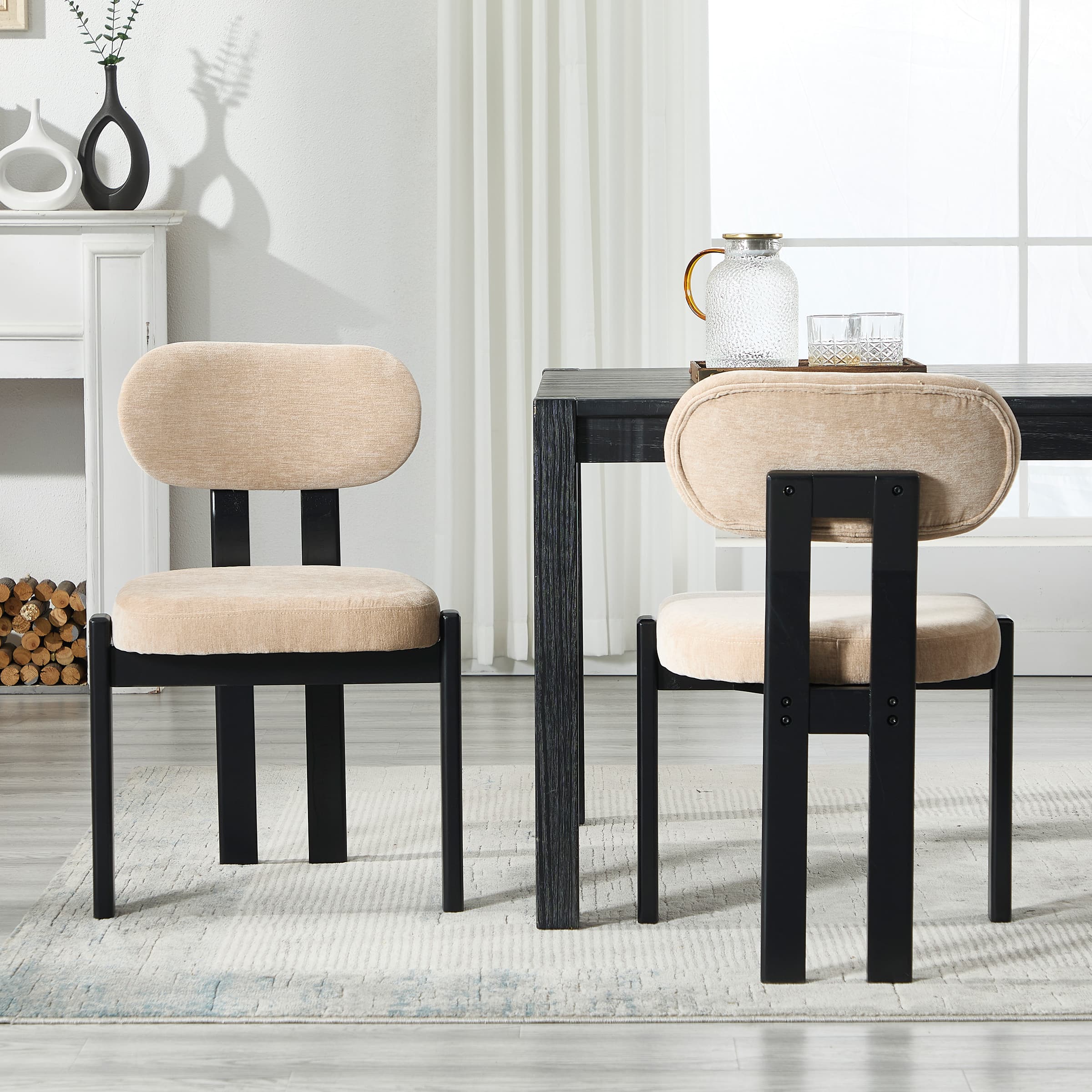 Armless Wood Legs Dining Chairs Set of 2 - 10048DC
