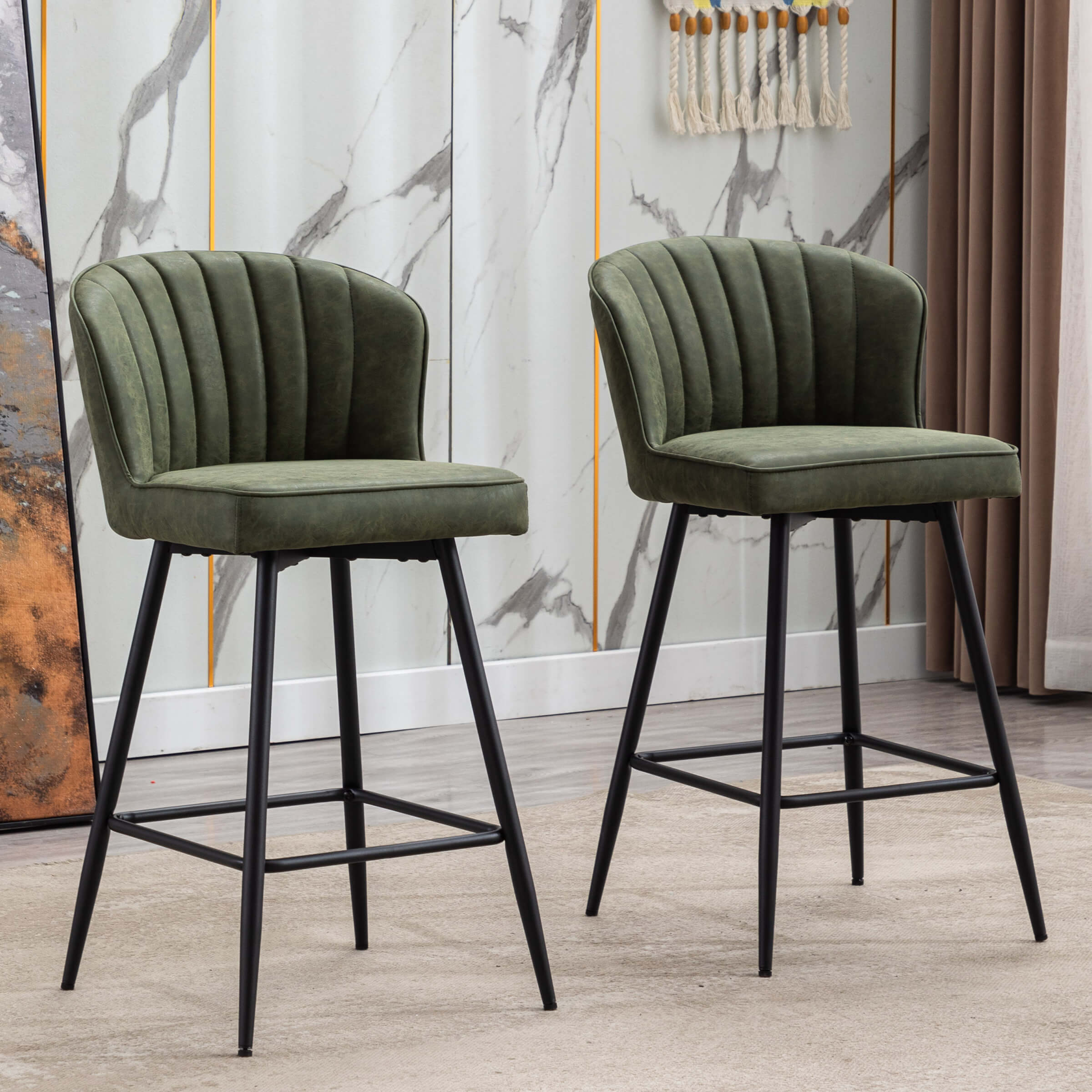ROCITY Curved Back Counter Stools Set of 2 - 8684CS