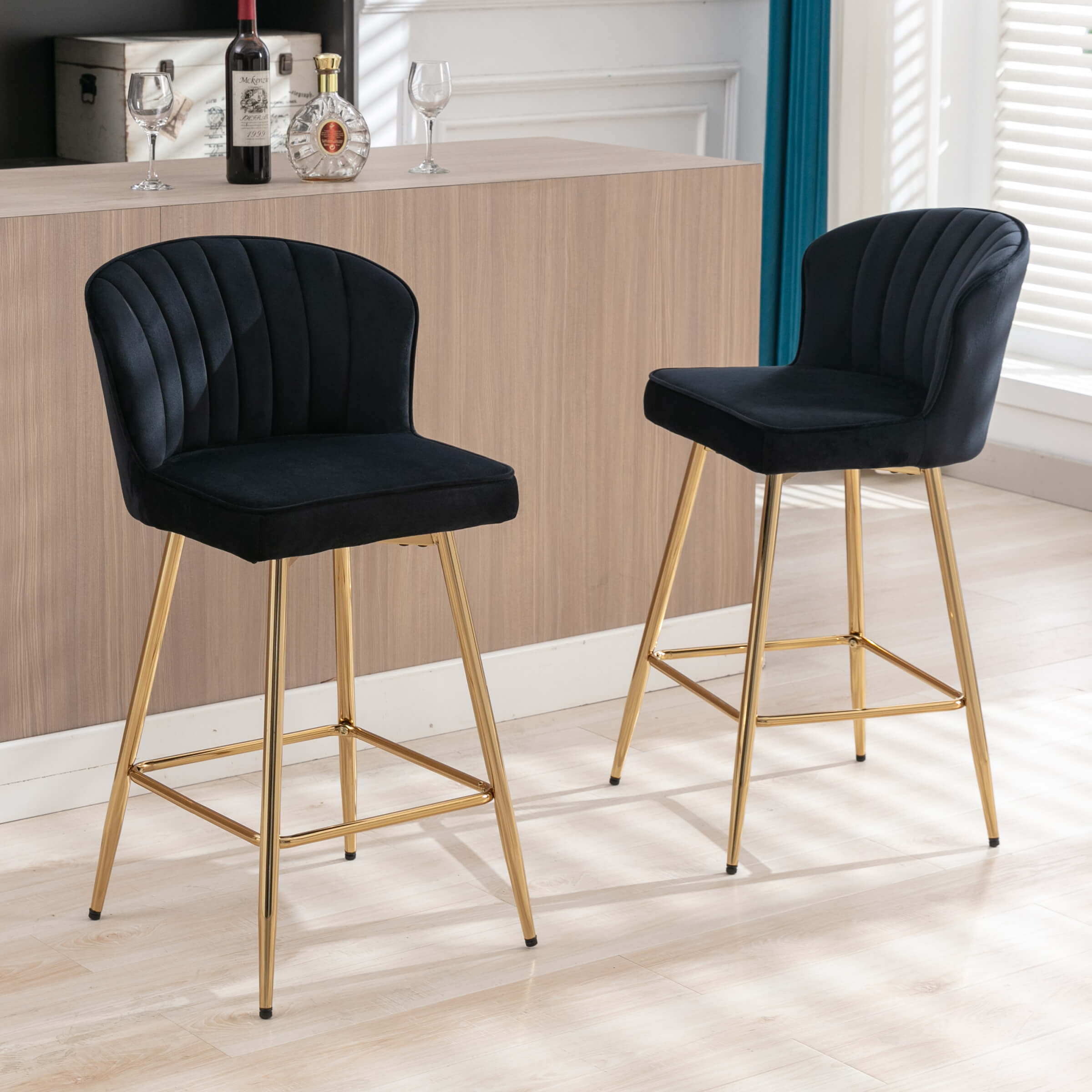 ROCITY Curved Back Counter Stools Set of 2 - 8684CS