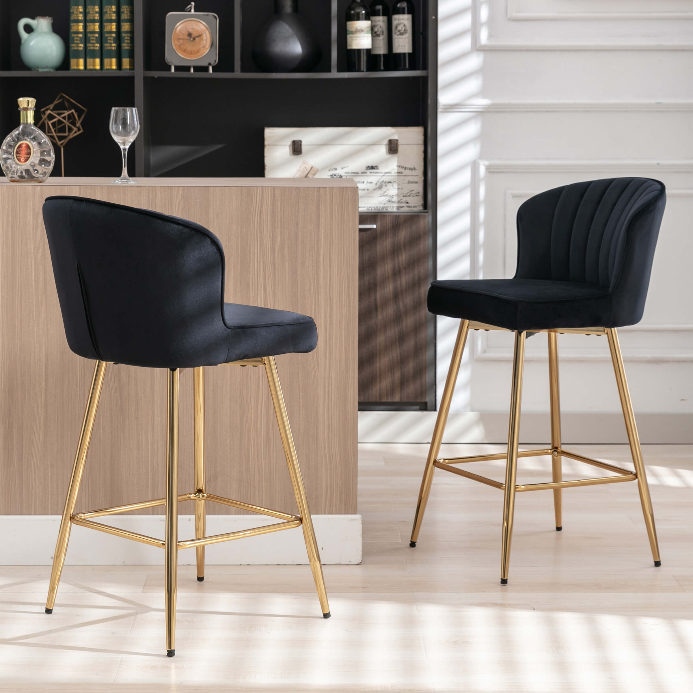 ROCITY Curved Back Counter Stools Set of 2 - 8684CS