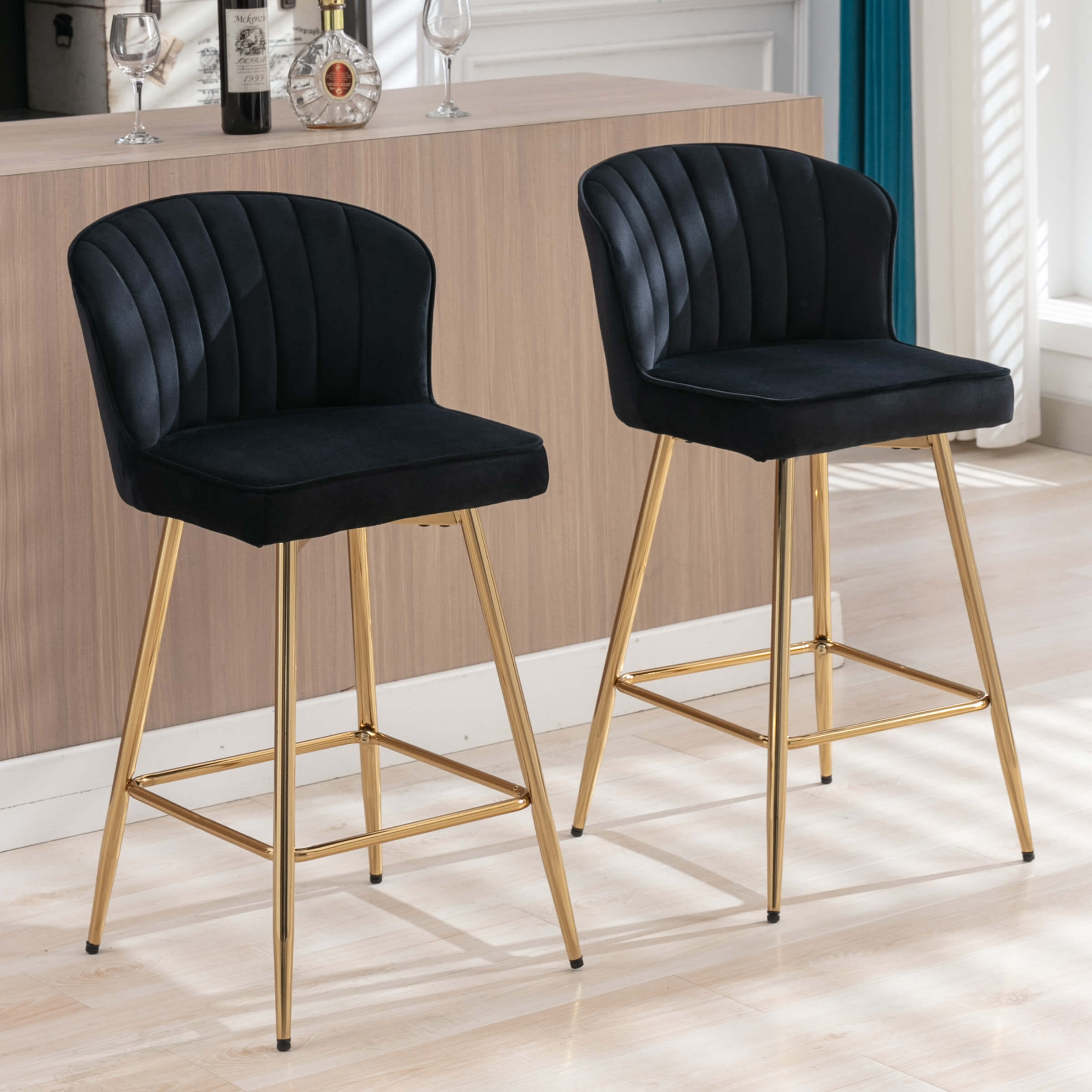 ROCITY Curved Back Counter Stools Set of 2 - 8684CS