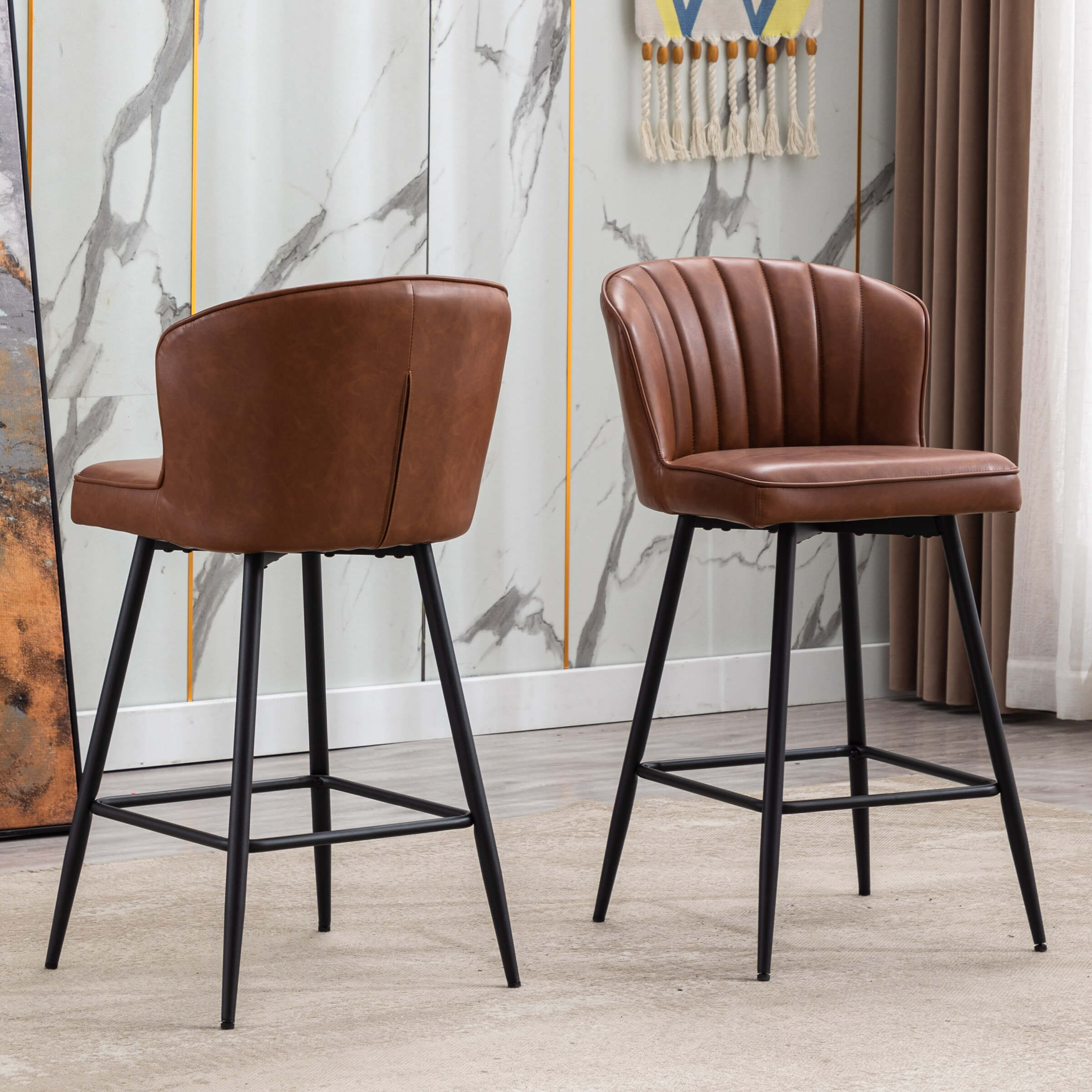 ROCITY Curved Back Counter Stools Set of 2 - 8684CS