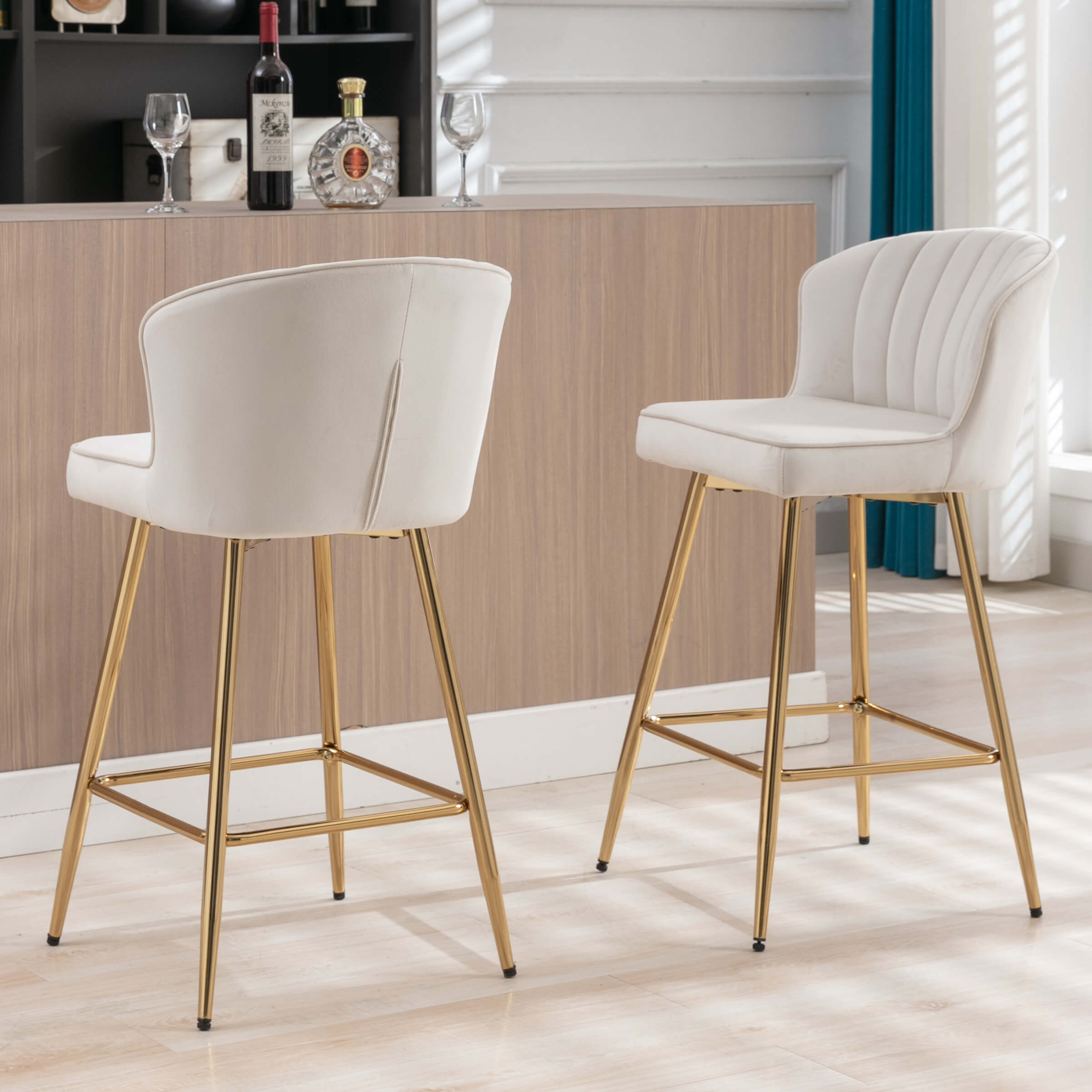 ROCITY Curved Back Counter Stools Set of 2 - 8684CS