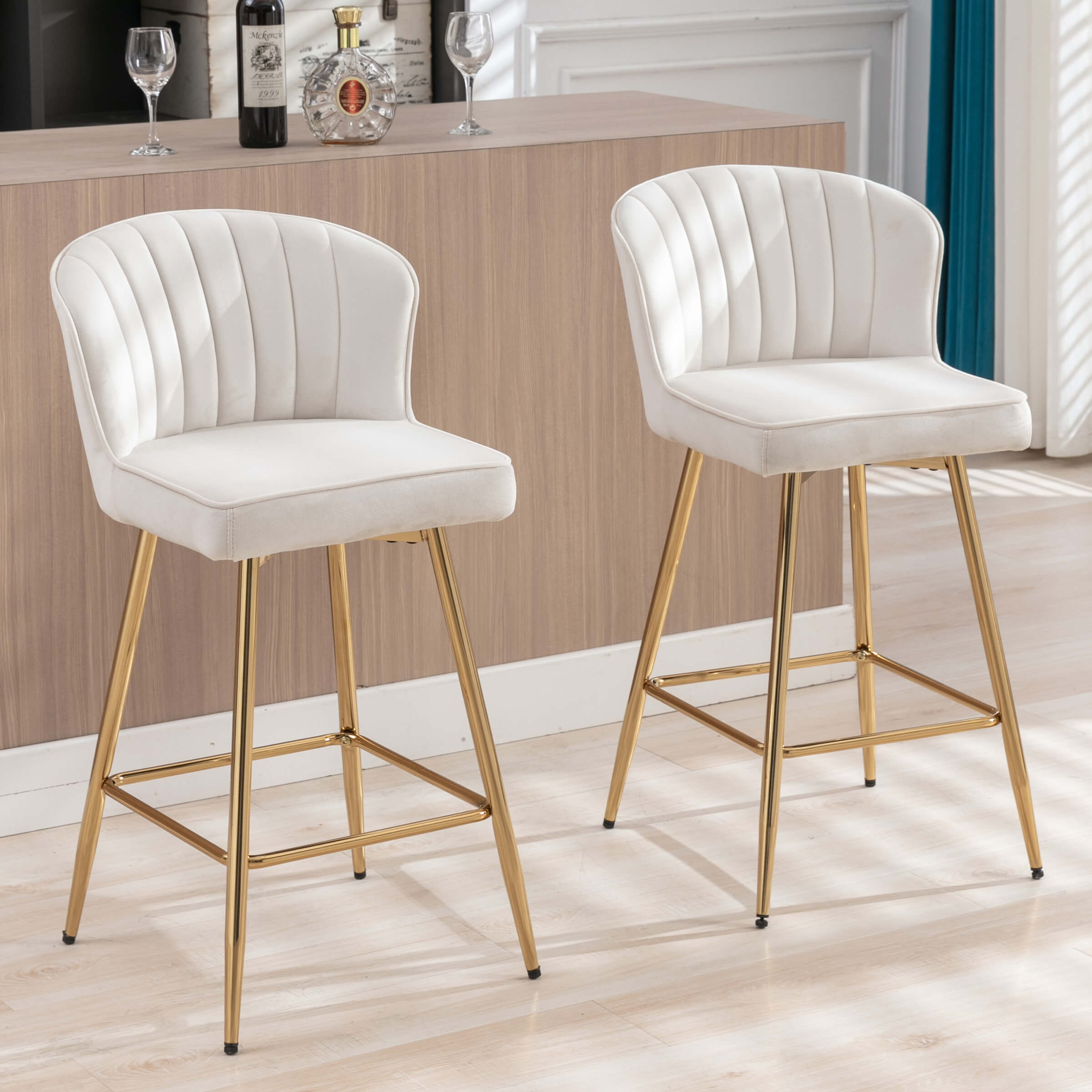 ROCITY Curved Back Counter Stools Set of 2 - 8684CS