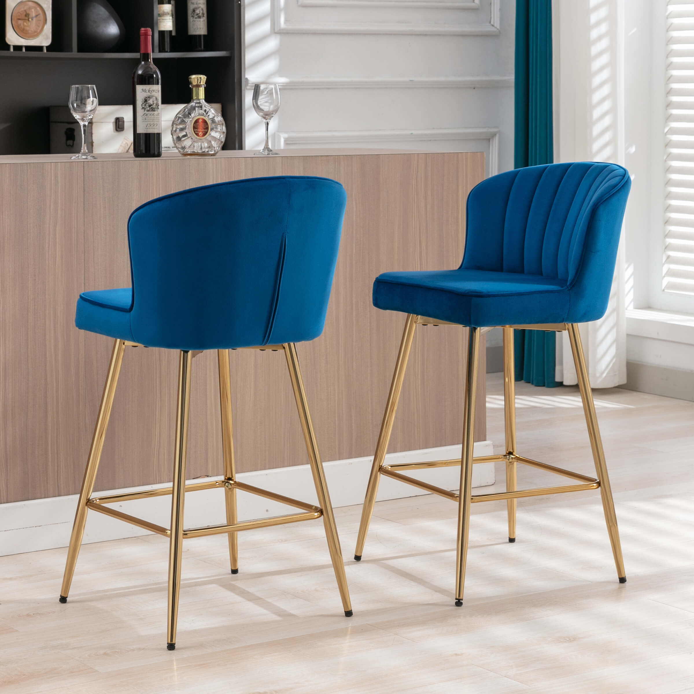 ROCITY Curved Back Counter Stools Set of 2 - 8684CS