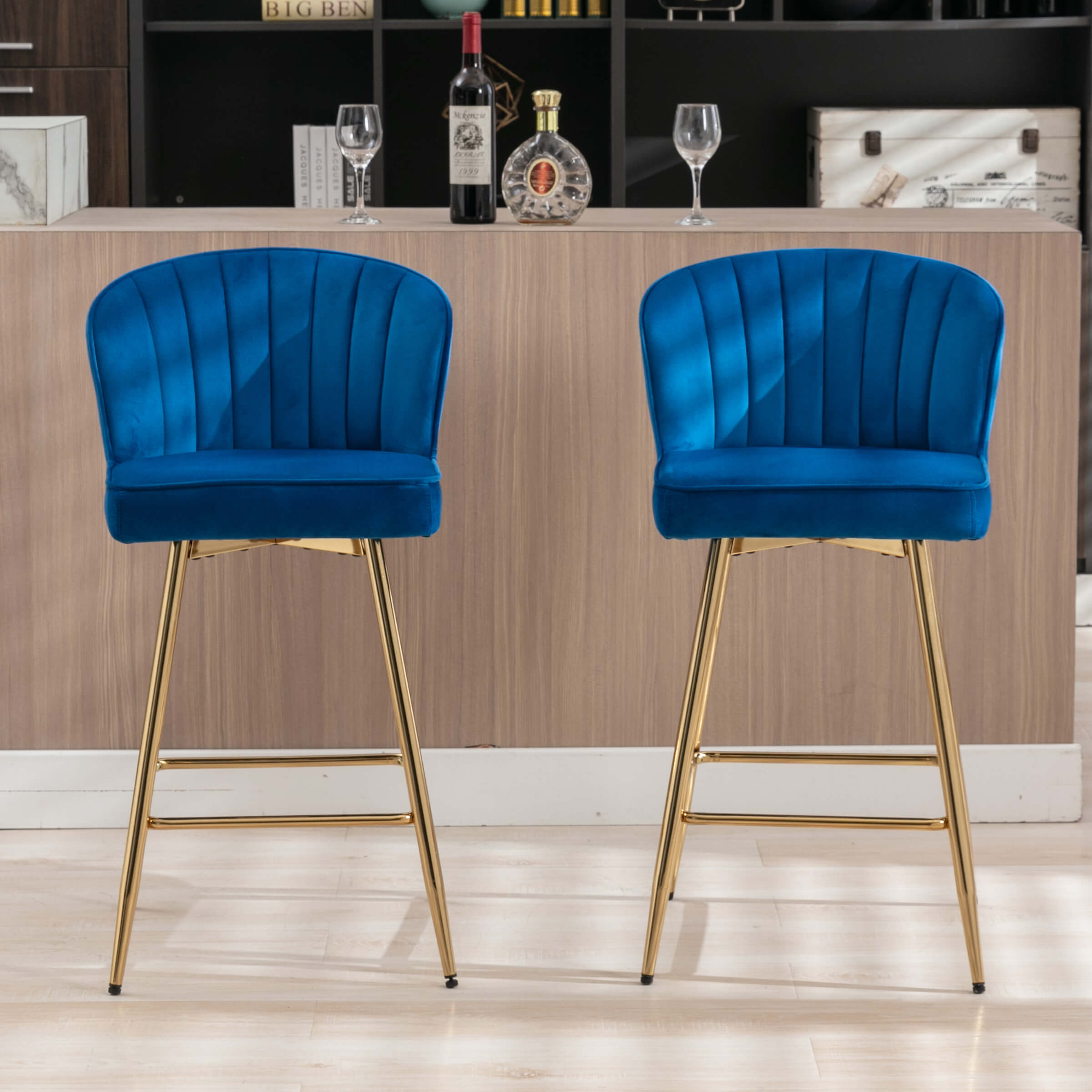 ROCITY Curved Back Counter Stools Set of 2 - 8684CS