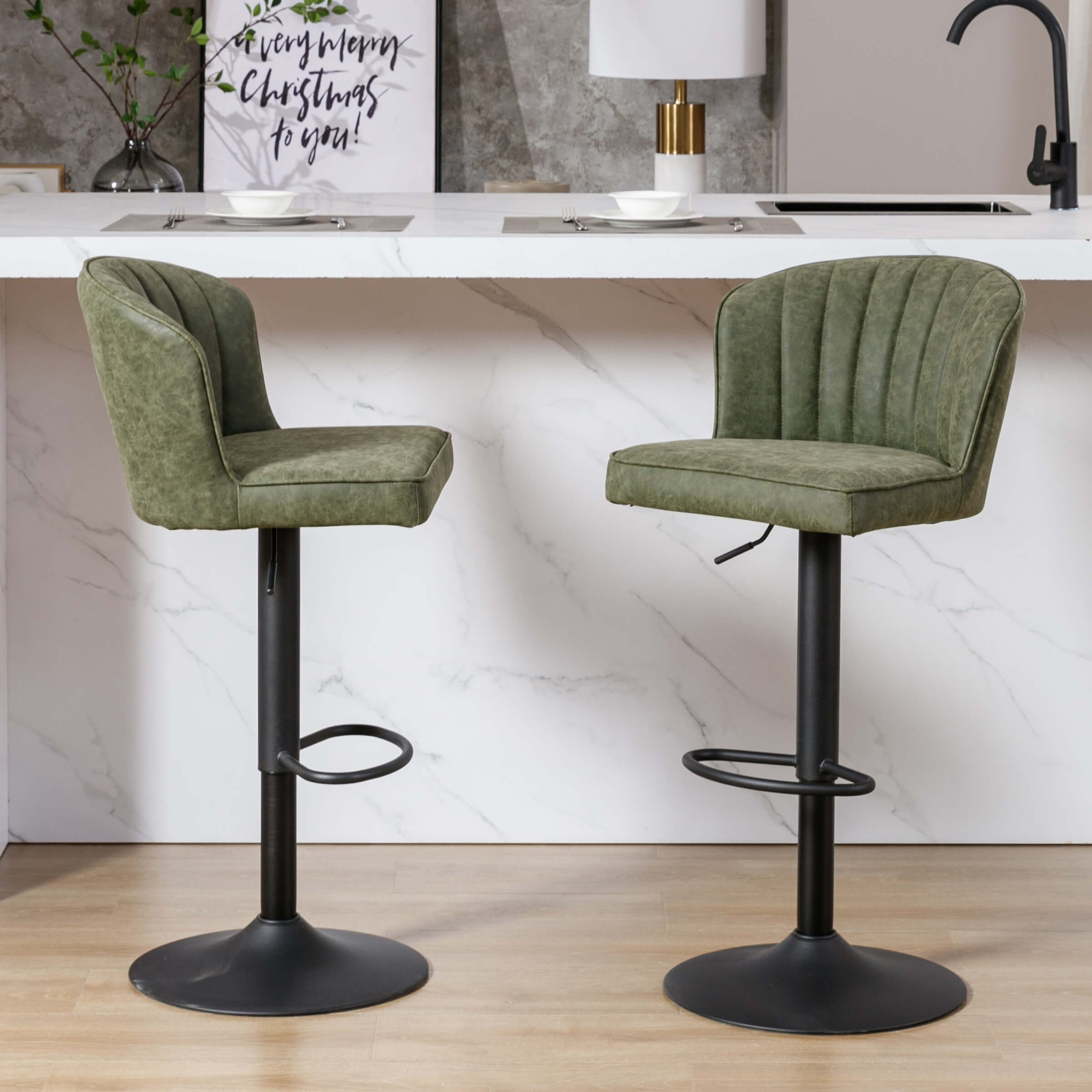 ROCITY Curved Back Counter Stools Set of 2 - 8684CS