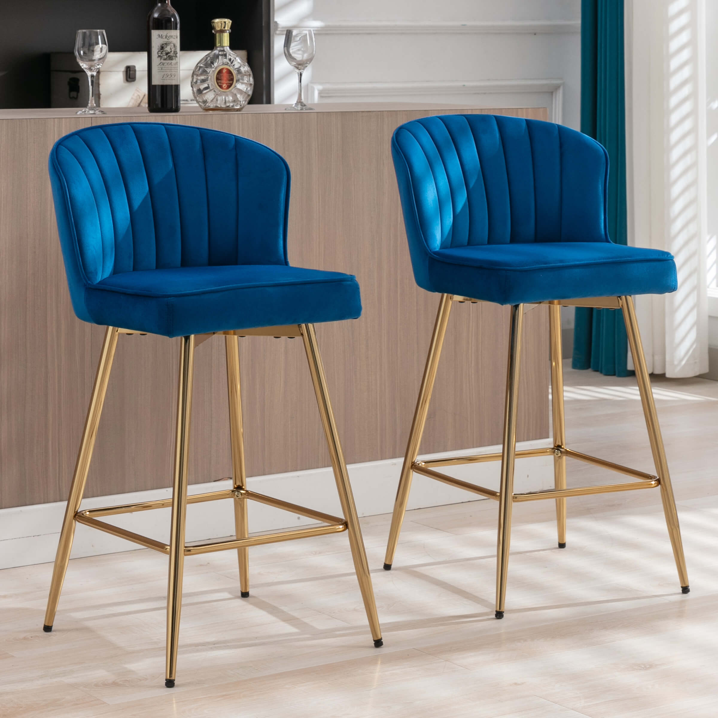 ROCITY Curved Back Counter Stools Set of 2 - 8684CS