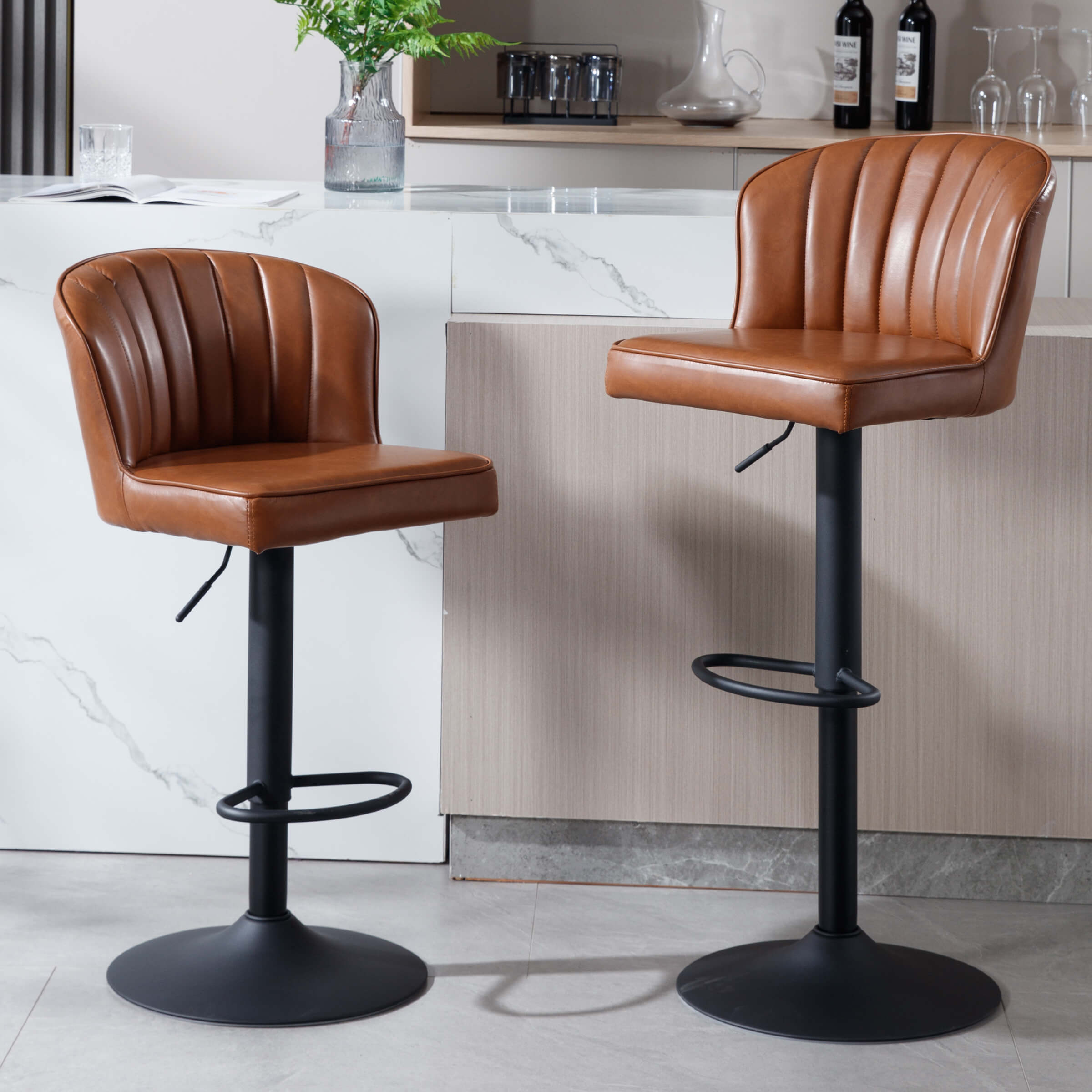ROCITY Curved Back Counter Stools Set of 2 - 8684CS