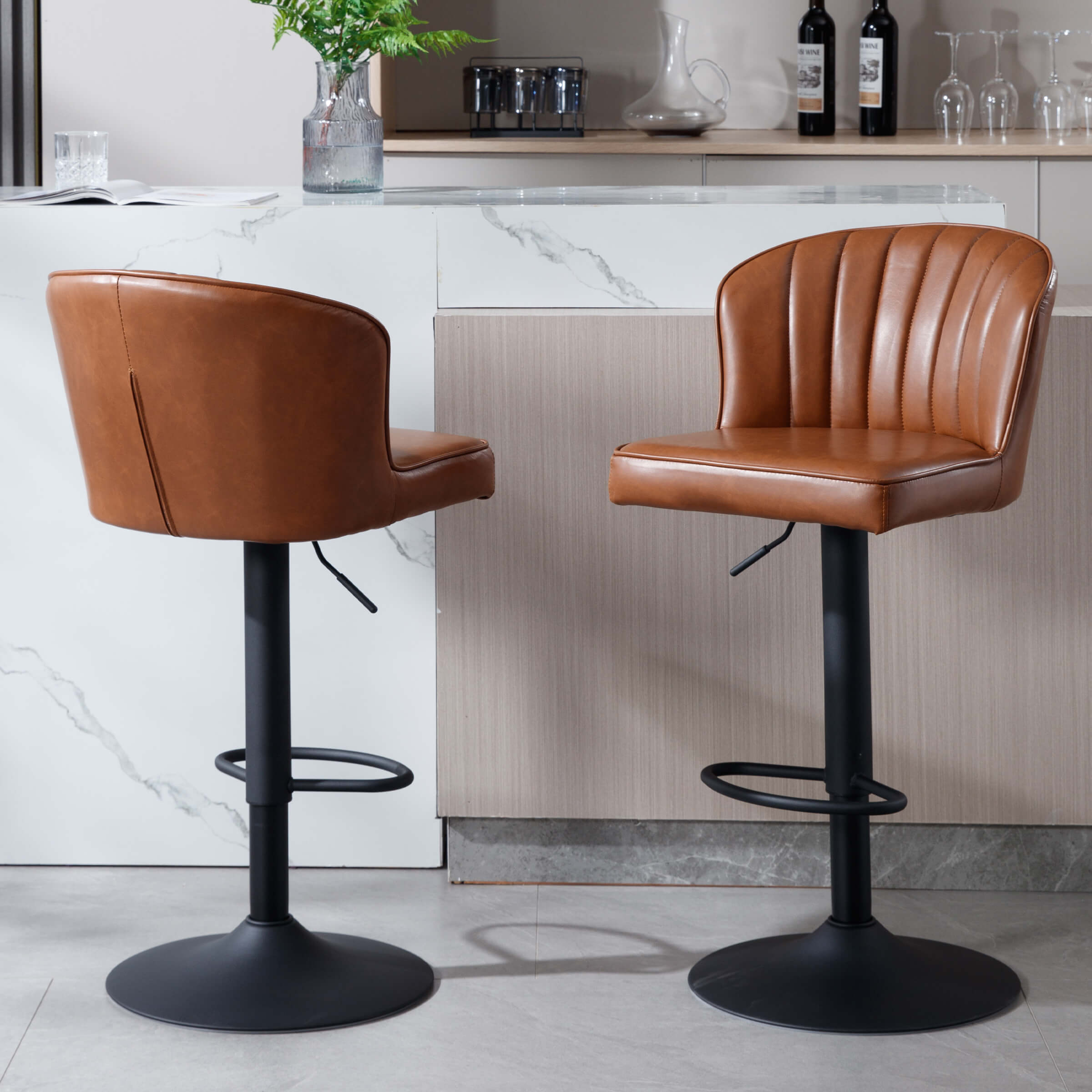 ROCITY Curved Back Counter Stools Set of 2 - 8684CS