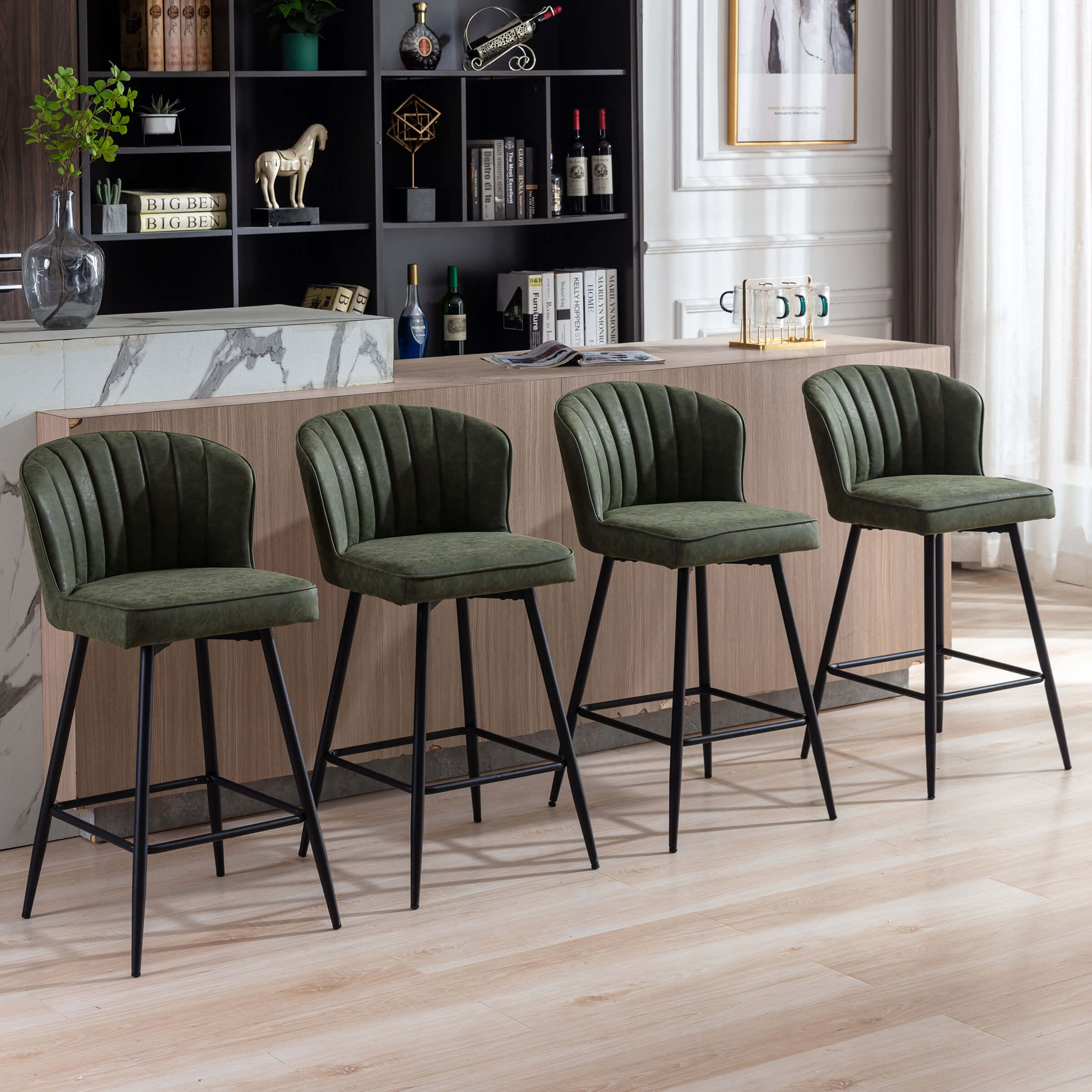 ROCITY Curved Back Counter Stools Set of 2 - 8684CS