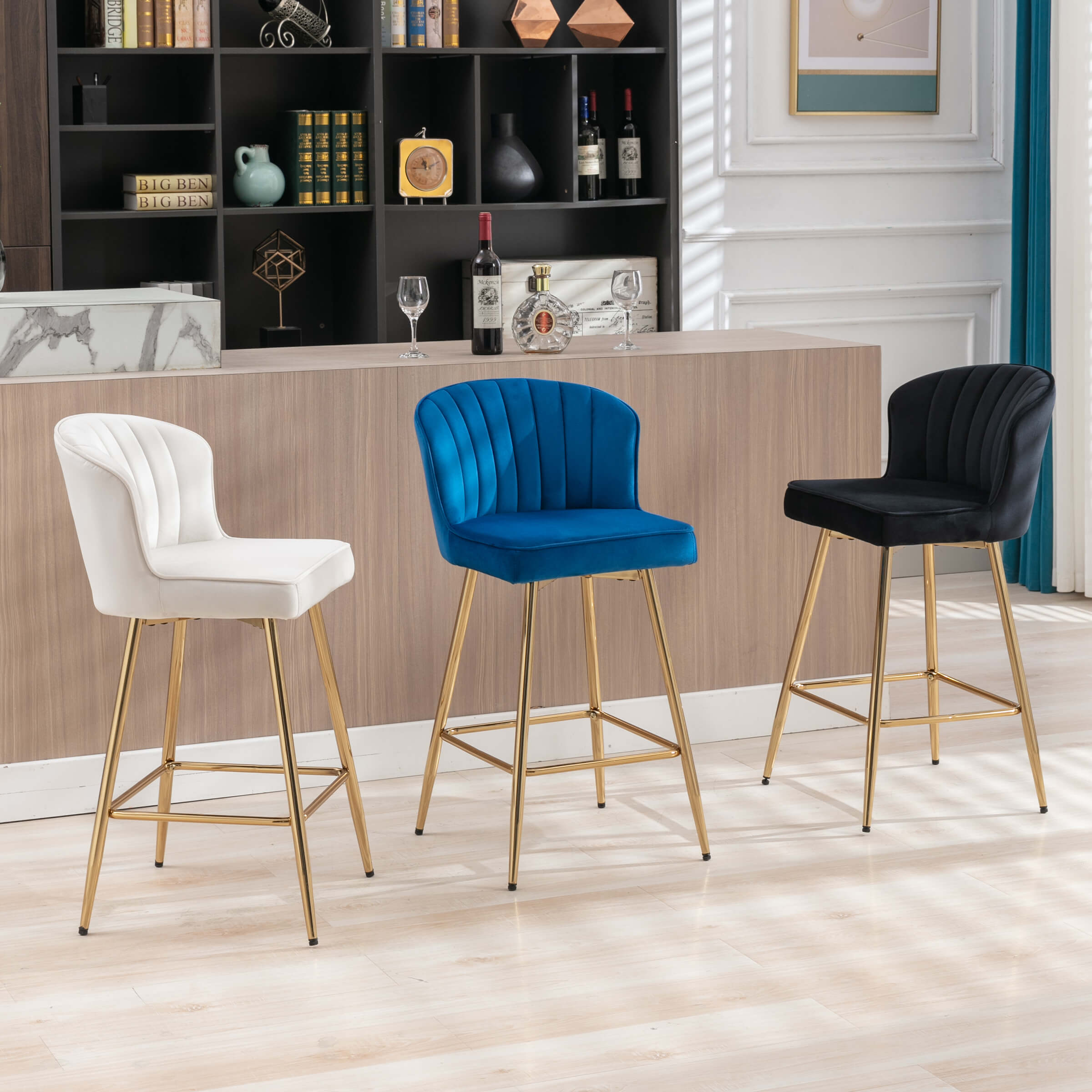 ROCITY Curved Back Counter Stools Set of 2 - 8684CS