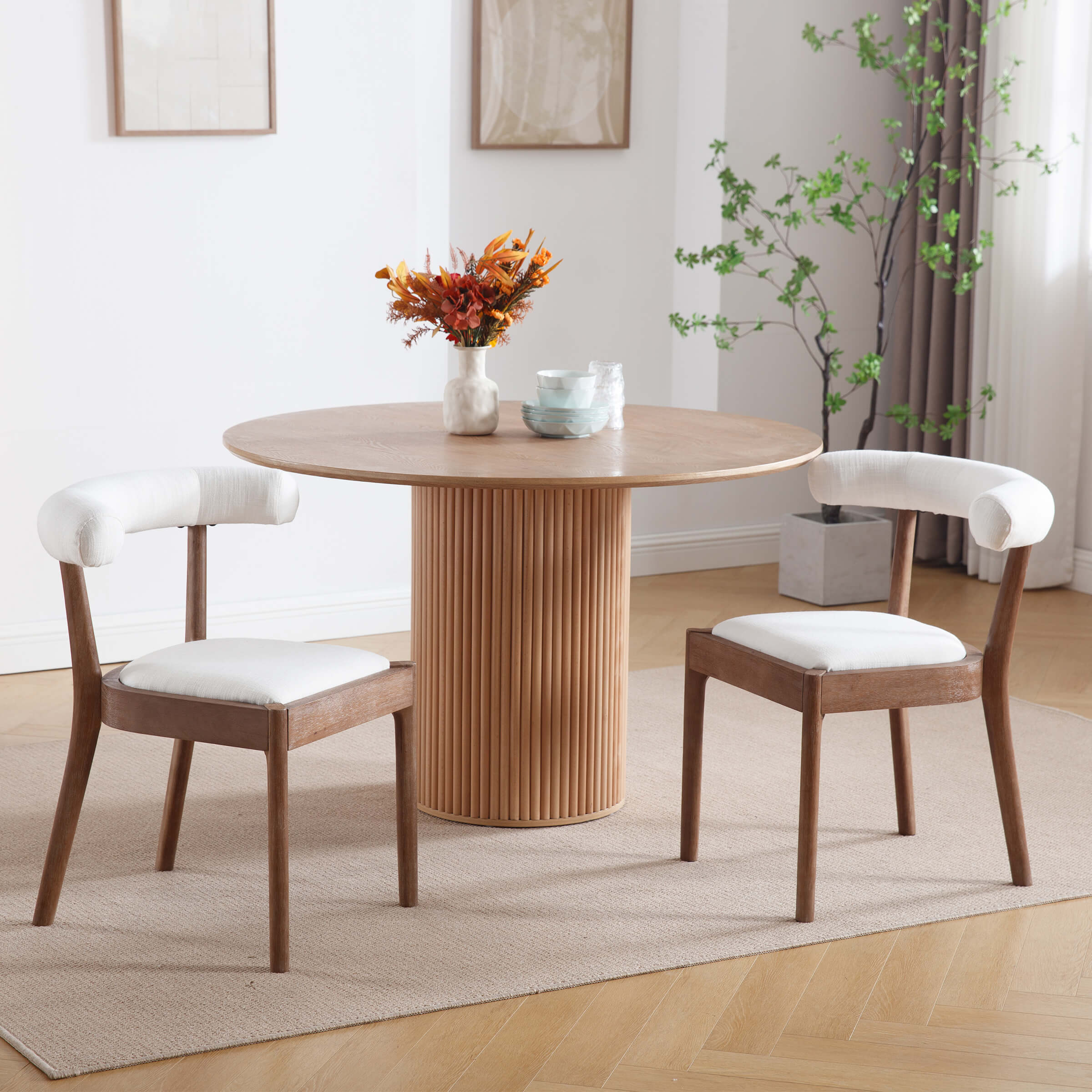 CIMOTA Curved Open Back Upholstered Dining Chairs Set of 2 - 1929DC