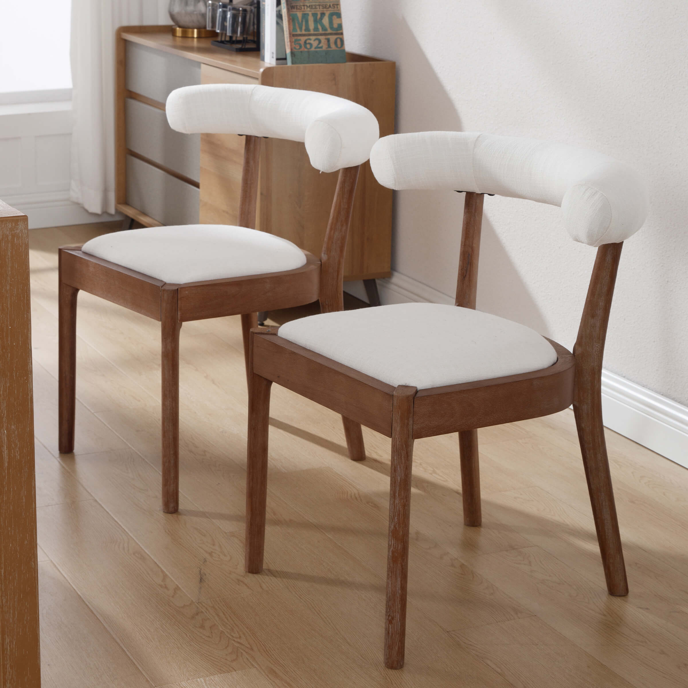 CIMOTA Curved Open Back Upholstered Dining Chairs Set of 2 - 1929DC