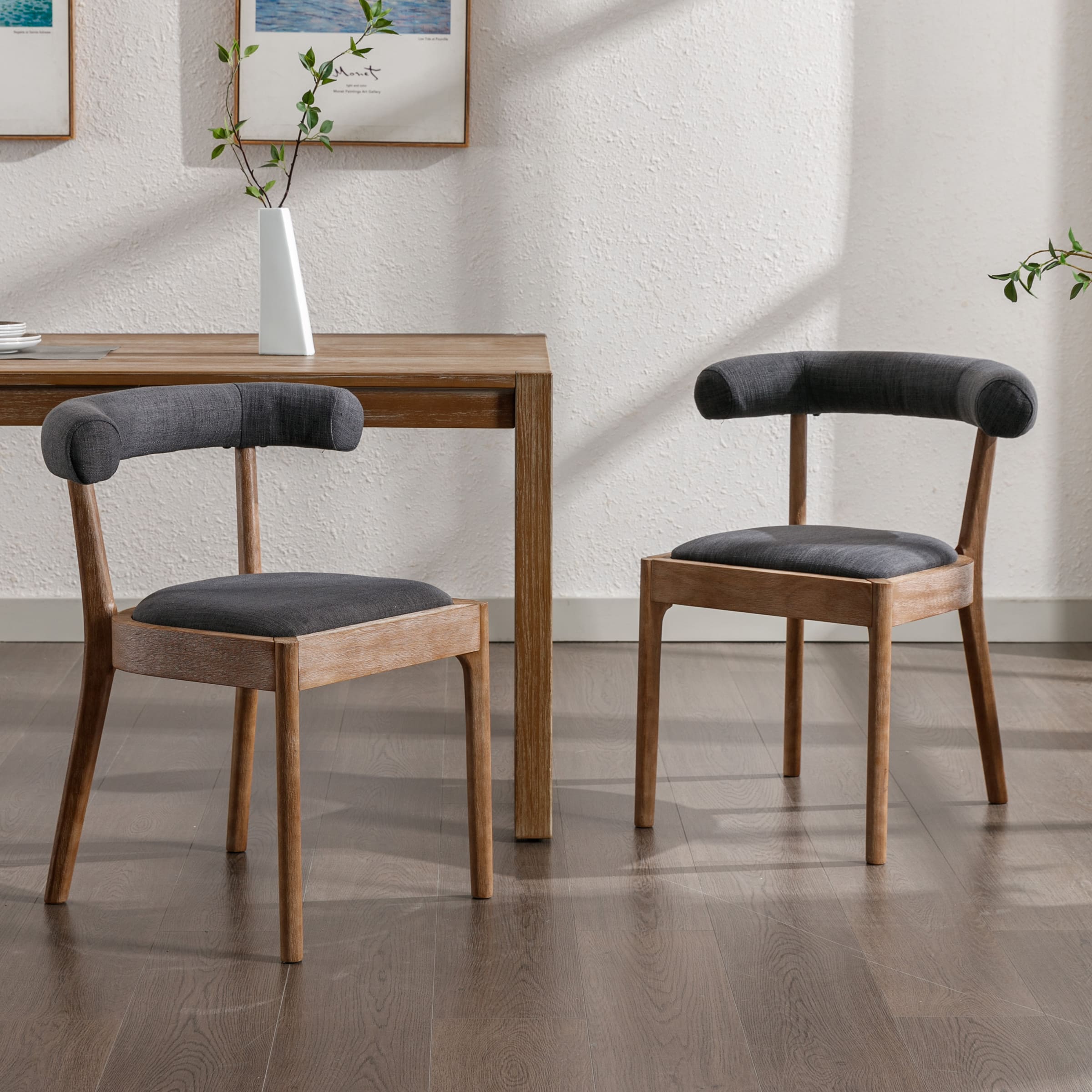 CIMOTA Curved Open Back Upholstered Dining Chairs Set of 2 - 1929DC