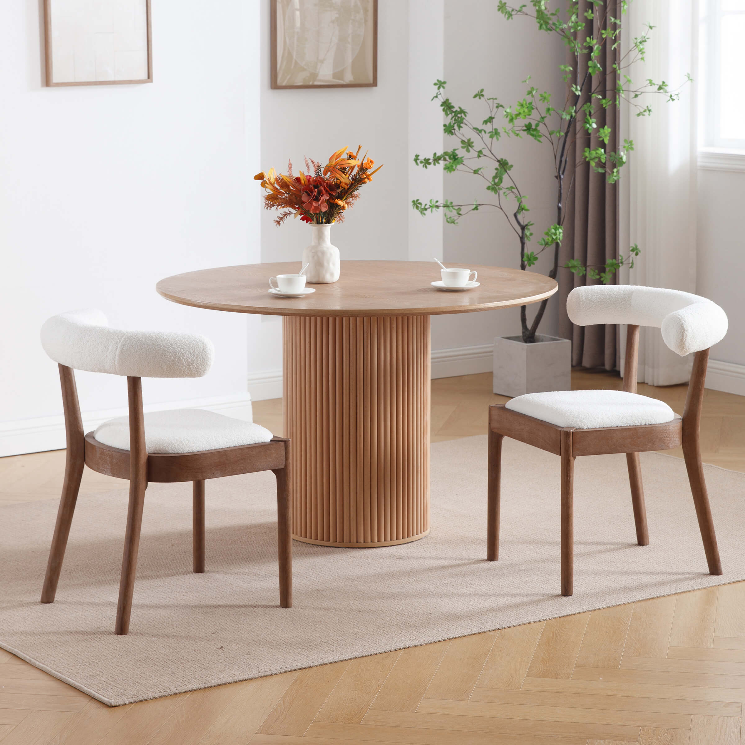 CIMOTA Curved Open Back Upholstered Dining Chairs Set of 2 - 1929DC