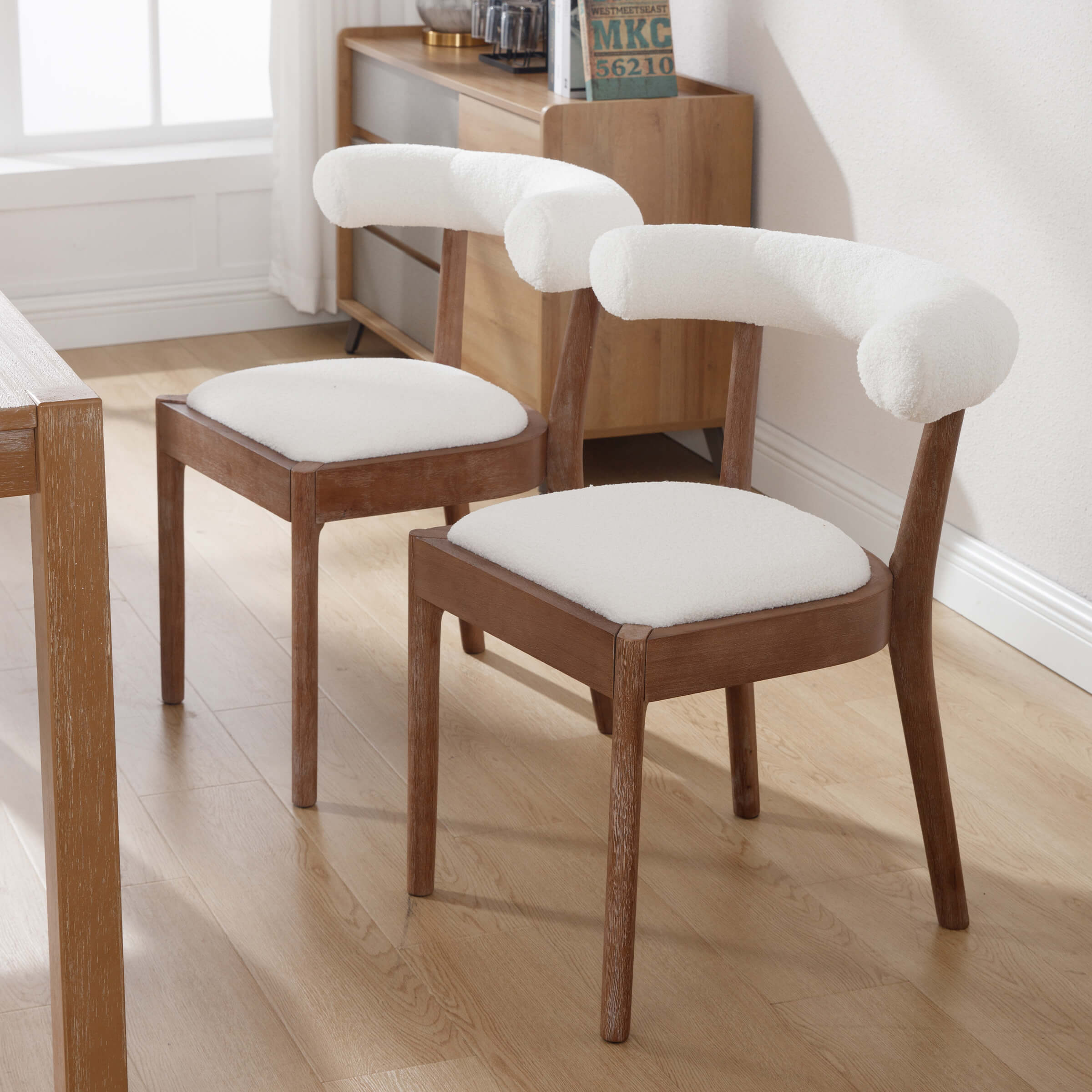 CIMOTA Curved Open Back Upholstered Dining Chairs Set of 2 - 1929DC