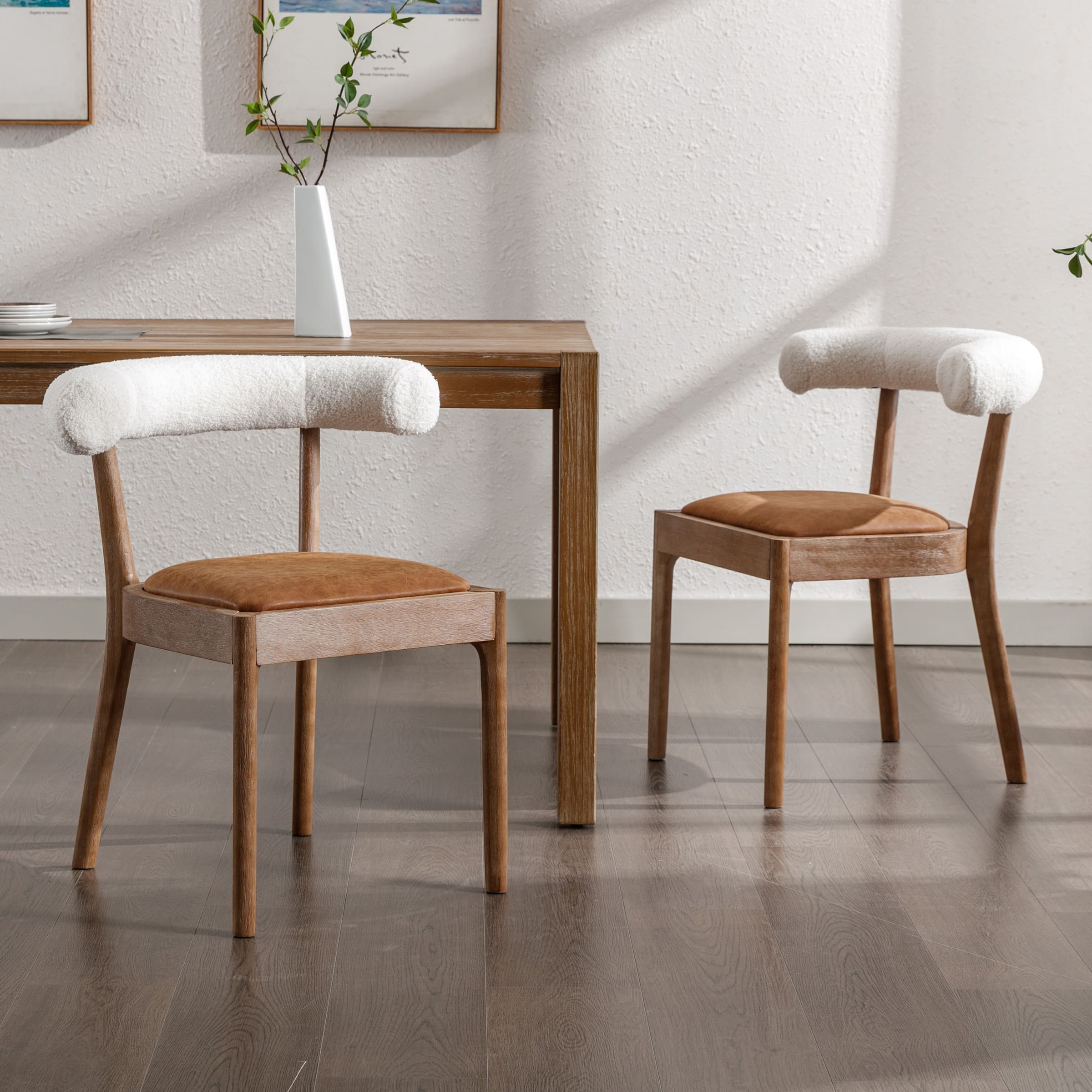 CIMOTA Curved Open Back Upholstered Dining Chairs Set of 2 - 1929DC