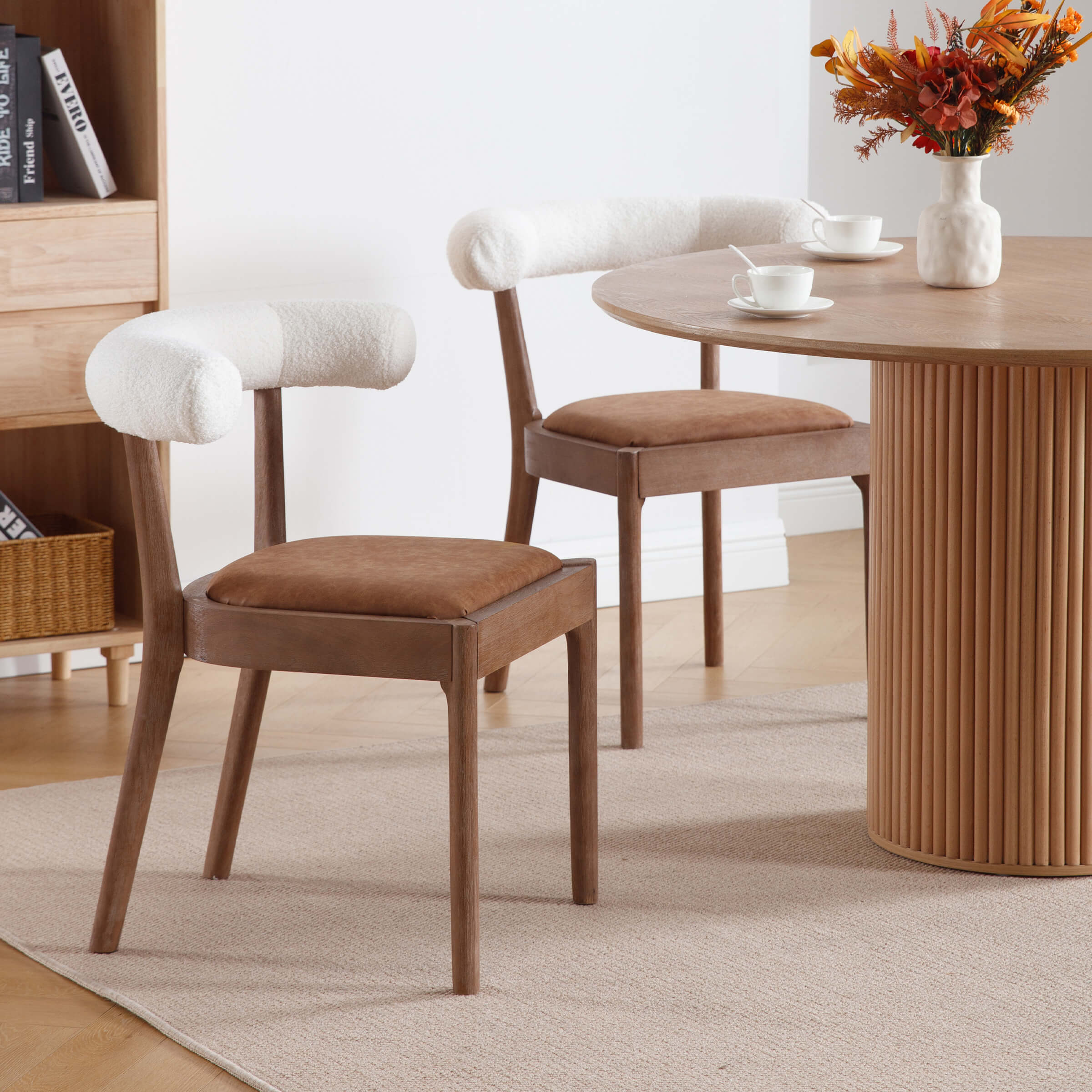 CIMOTA Curved Open Back Upholstered Dining Chairs Set of 2 - 1929DC