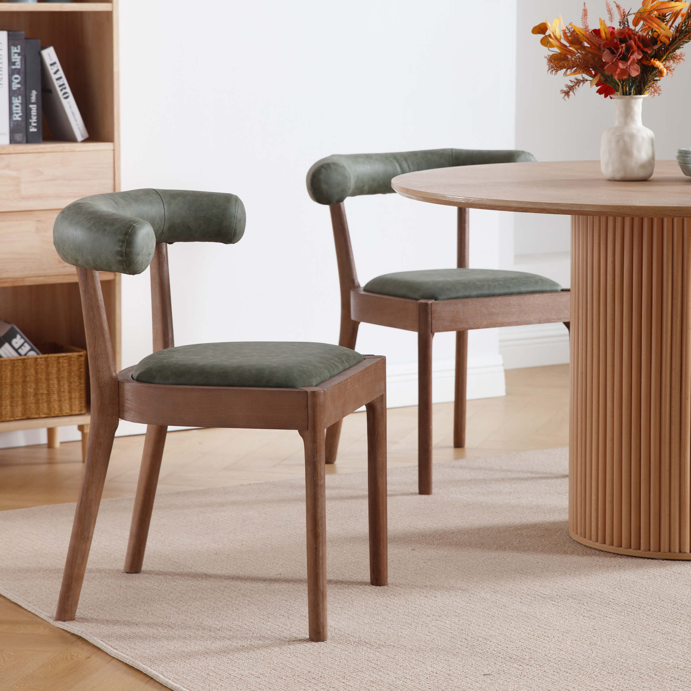 CIMOTA Curved Open Back Upholstered Dining Chairs Set of 2 - 1929DC