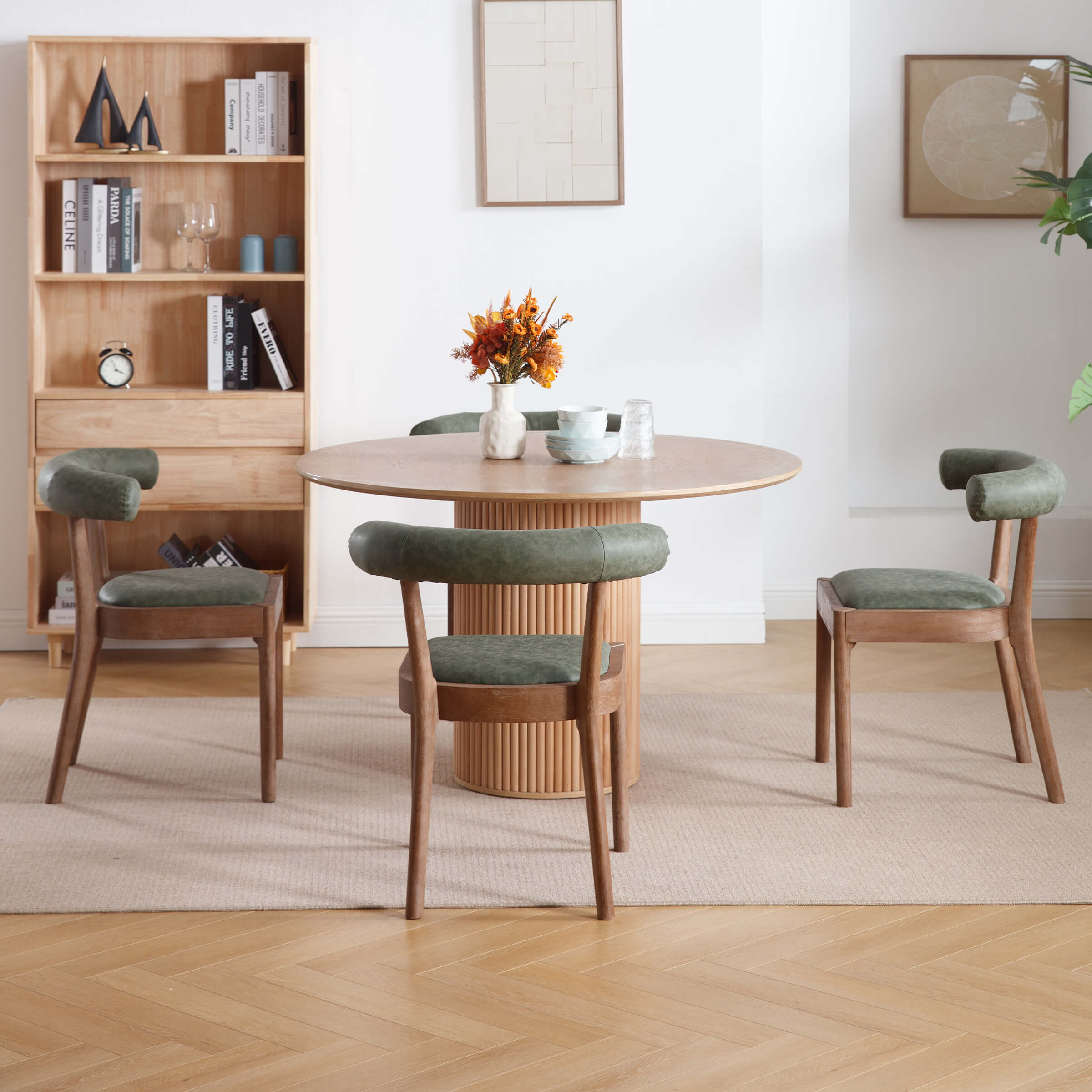 CIMOTA Curved Open Back Upholstered Dining Chairs Set of 2 - 1929DC