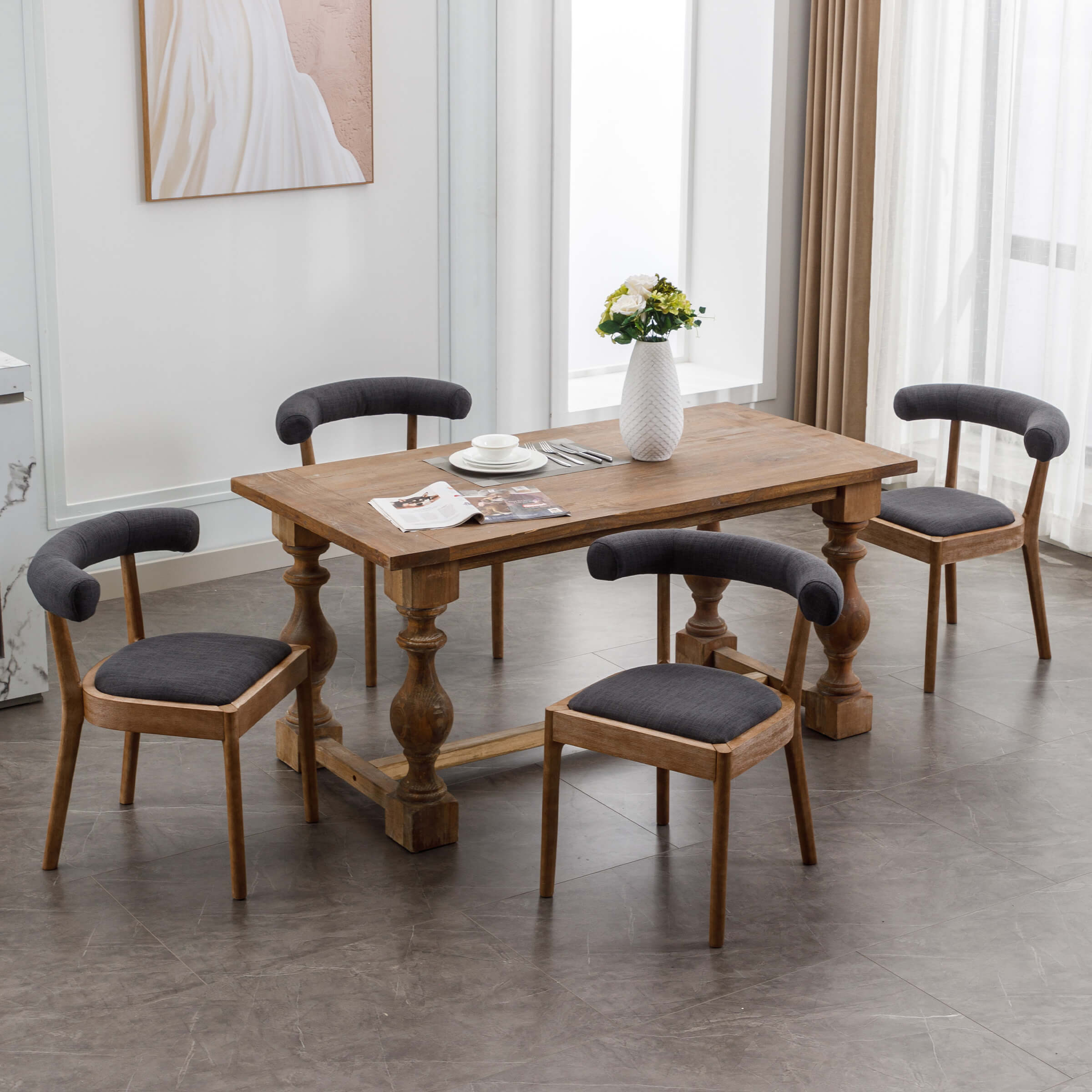 CIMOTA Curved Open Back Upholstered Dining Chairs Set of 2 - 1929DC