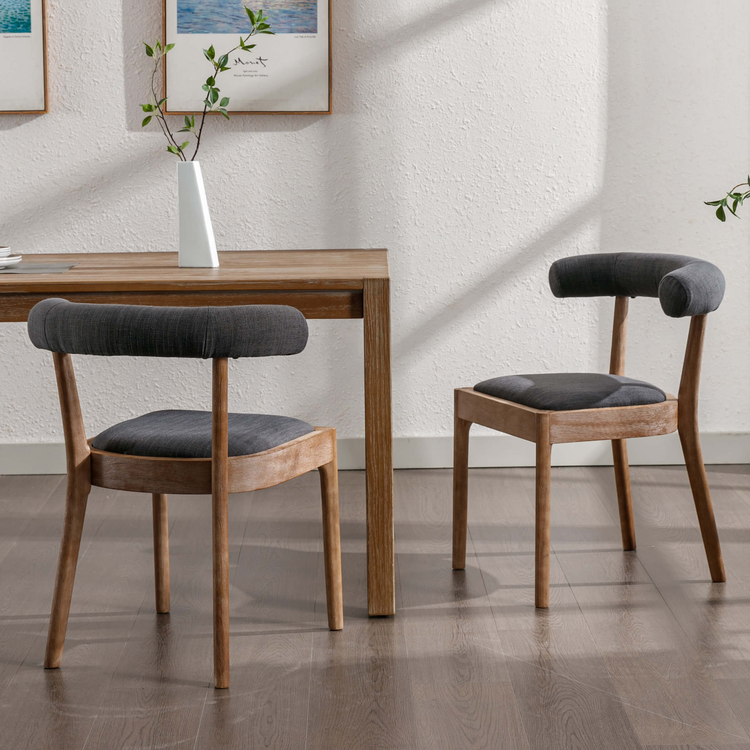 CIMOTA Curved Open Back Upholstered Dining Chairs Set of 2 - 1929DC