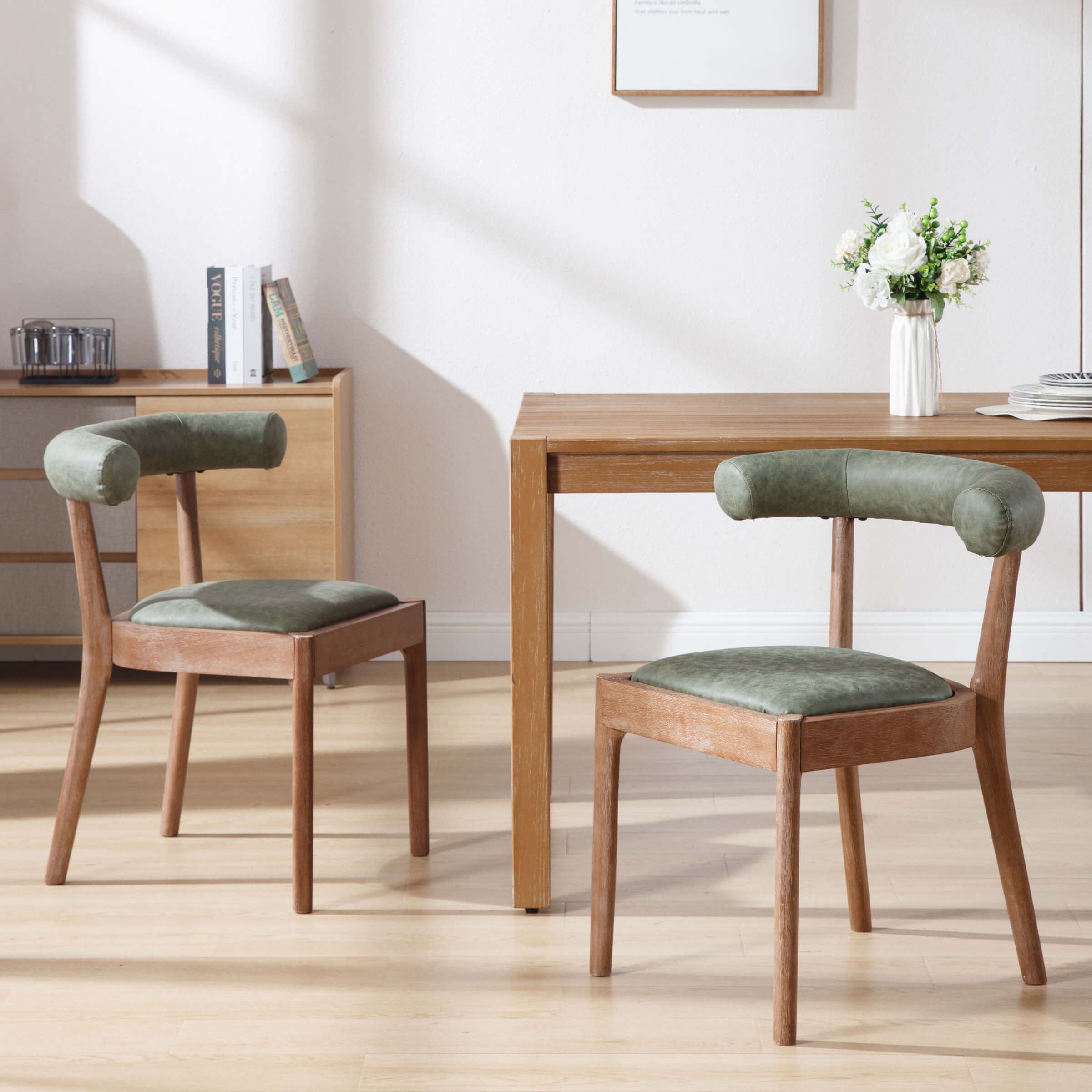 CIMOTA Curved Open Back Upholstered Dining Chairs Set of 2 - 1929DC