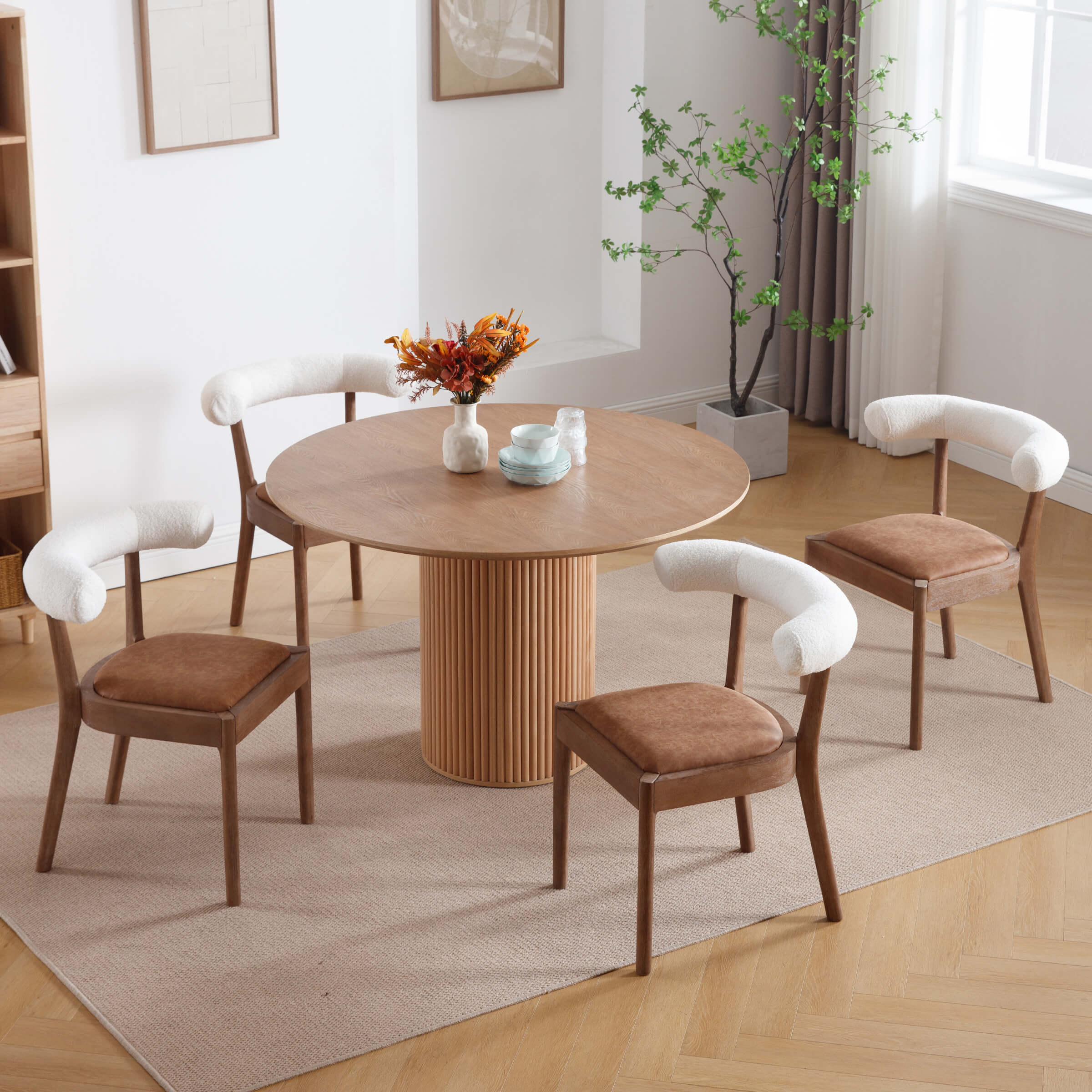 CIMOTA Curved Open Back Upholstered Dining Chairs Set of 2 - 1929DC