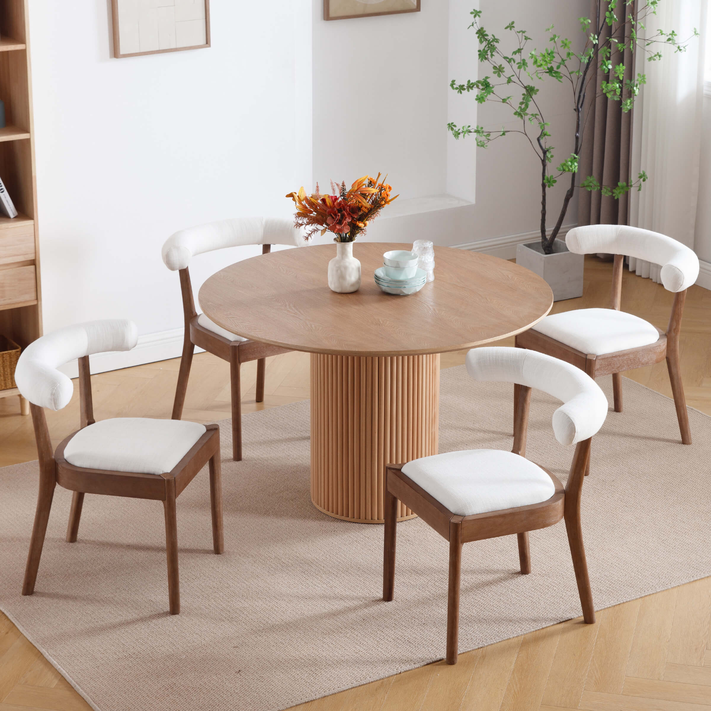 CIMOTA Curved Open Back Upholstered Dining Chairs Set of 2 - 1929DC