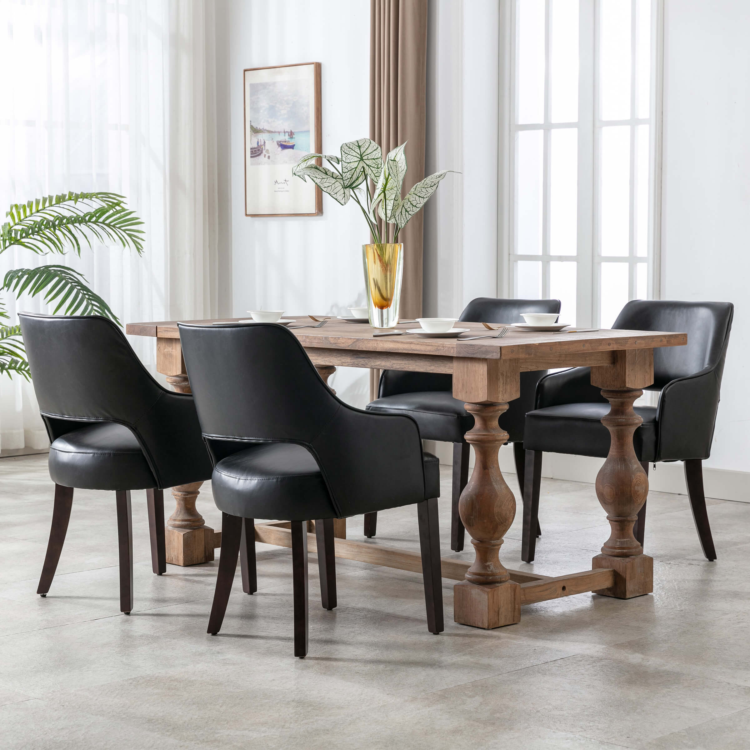 CIMOTA Cutout Back Upholstered Dining Armchair Set of 2 - 7550