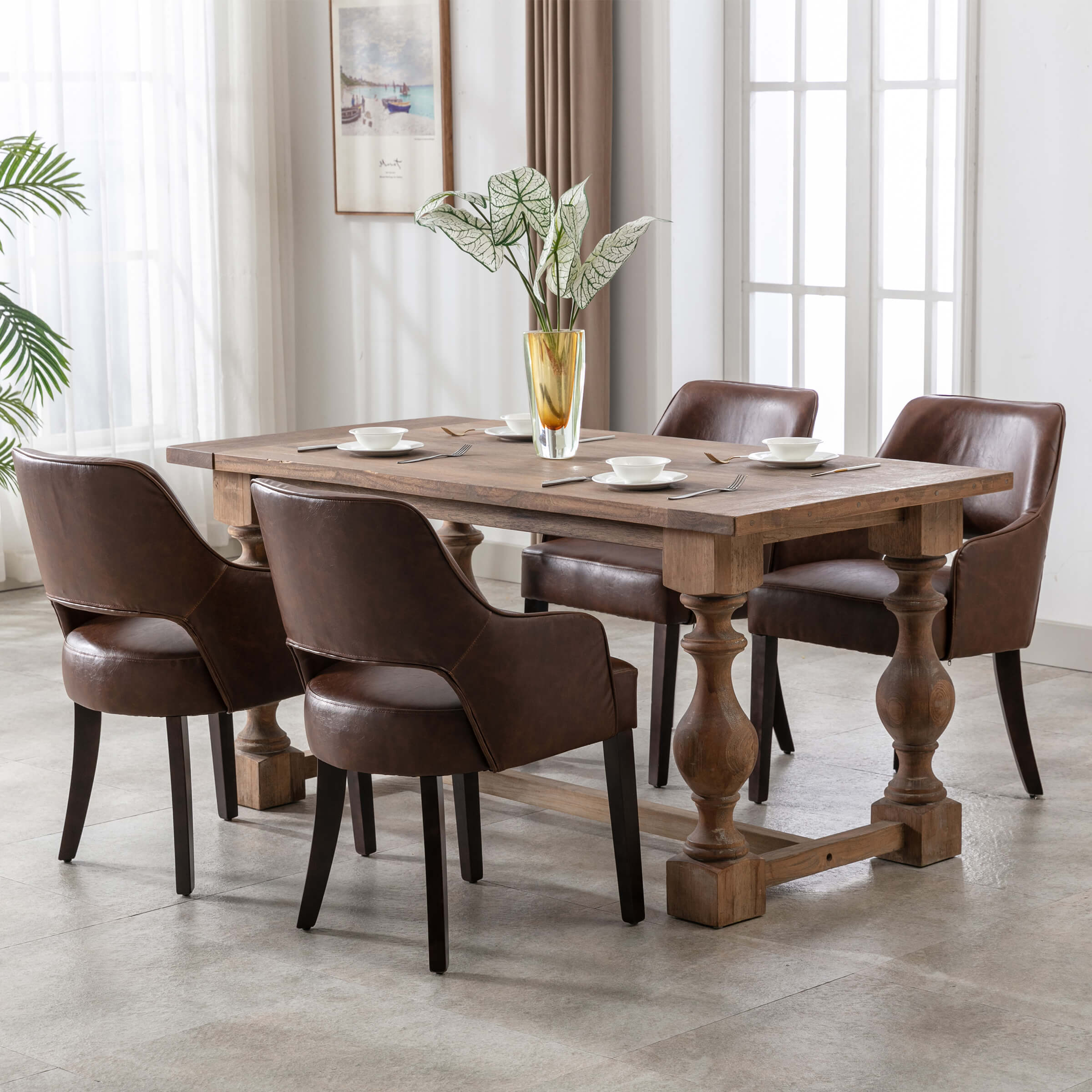 CIMOTA Cutout Back Upholstered Dining Armchair Set of 2 - 7550