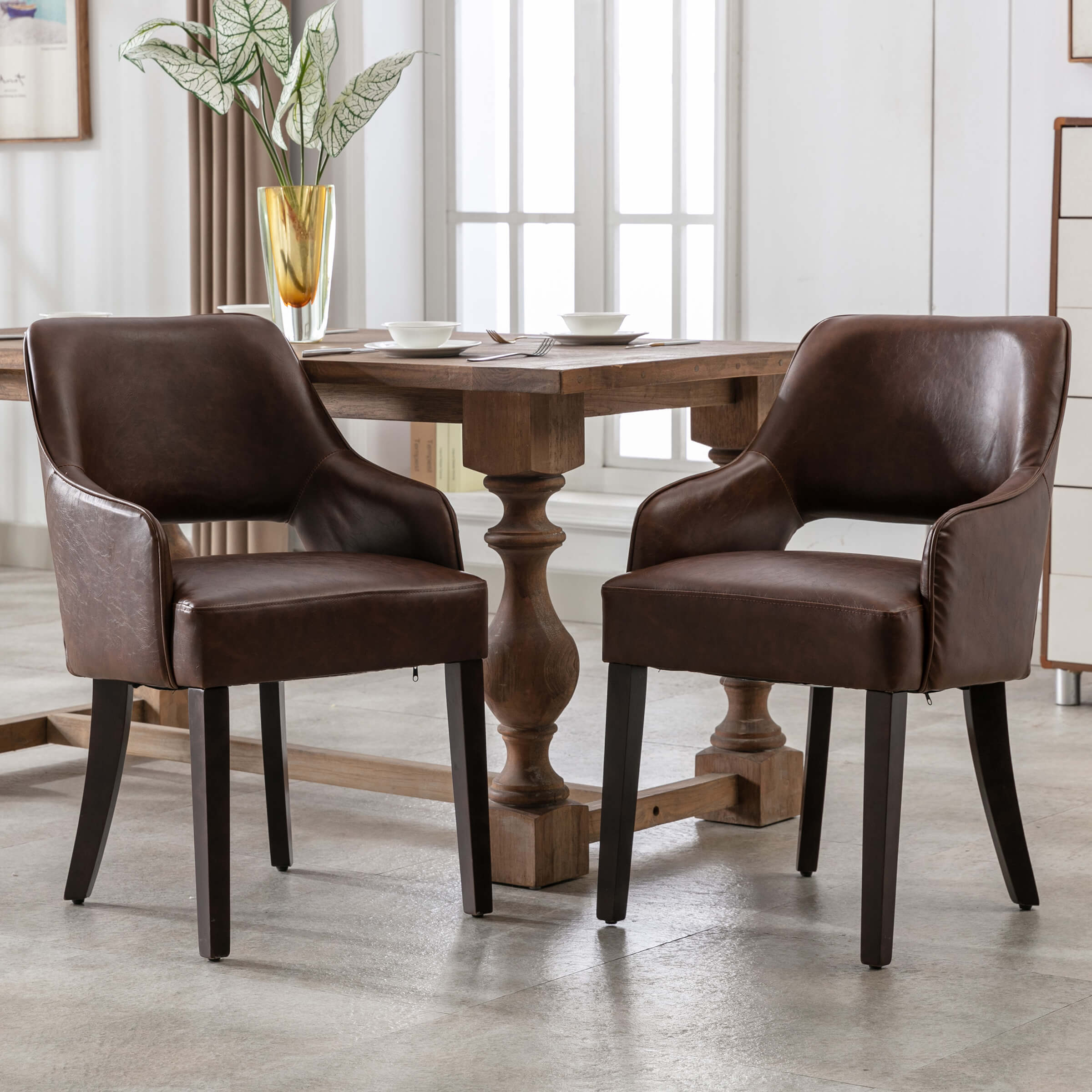 CIMOTA Cutout Back Upholstered Dining Armchair Set of 2 - 7550