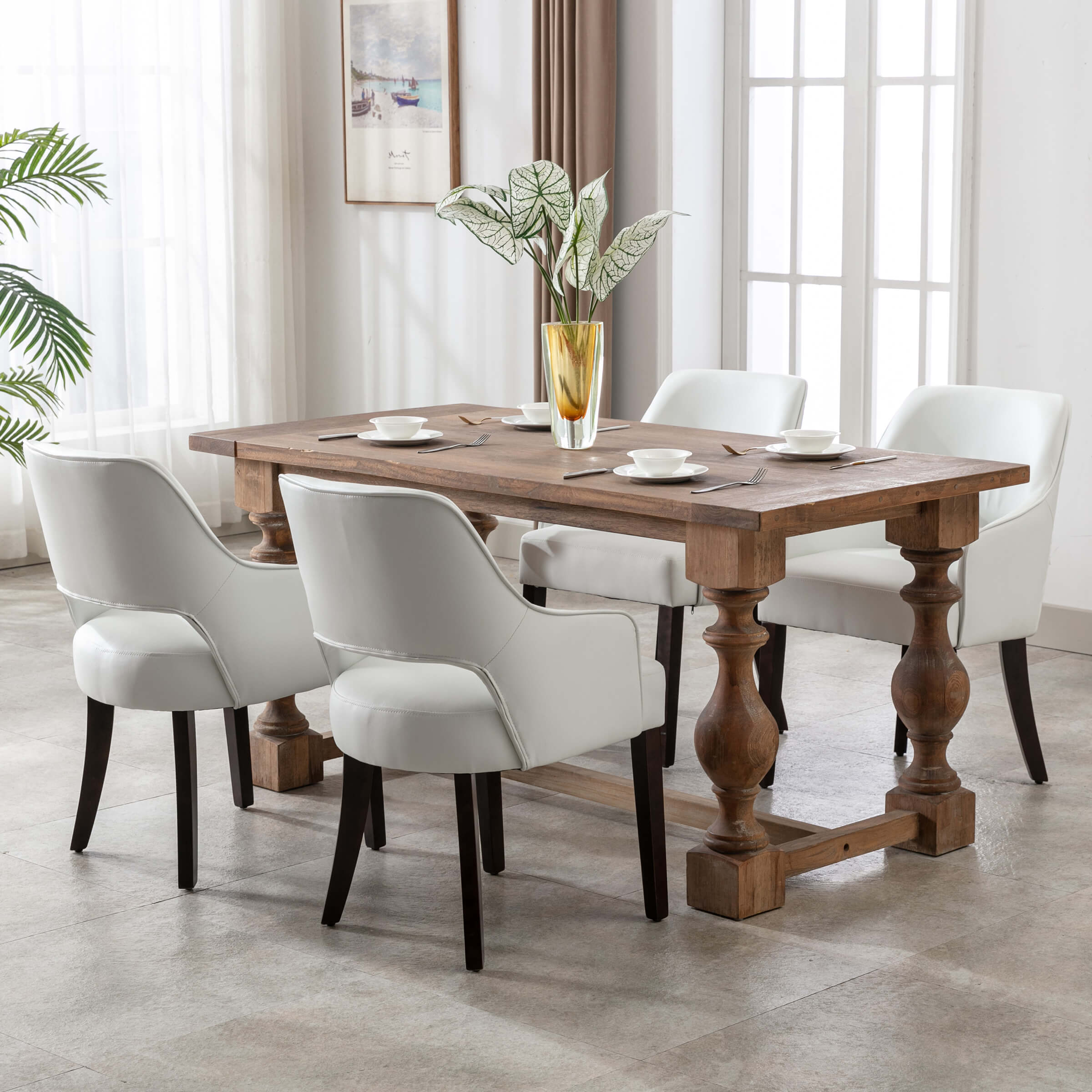 CIMOTA Cutout Back Upholstered Dining Armchair Set of 2 - 7550