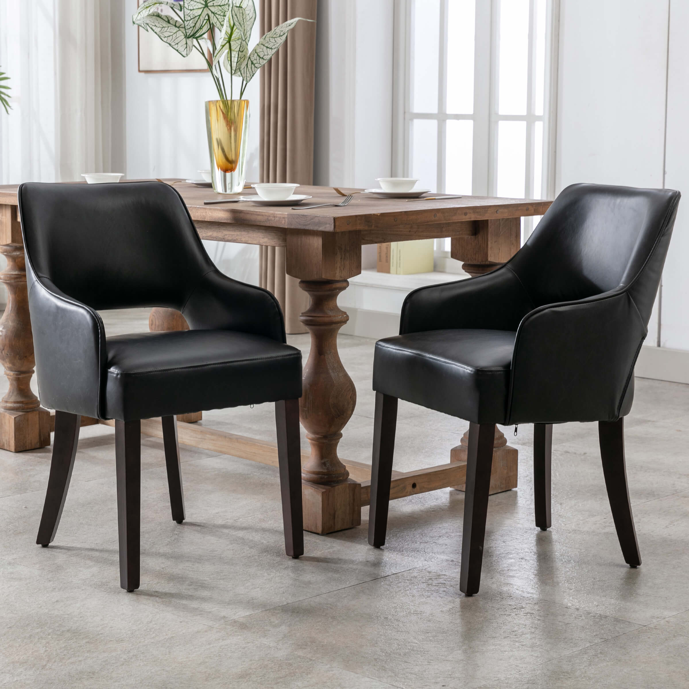 CIMOTA Cutout Back Upholstered Dining Armchair Set of 2 - 7550