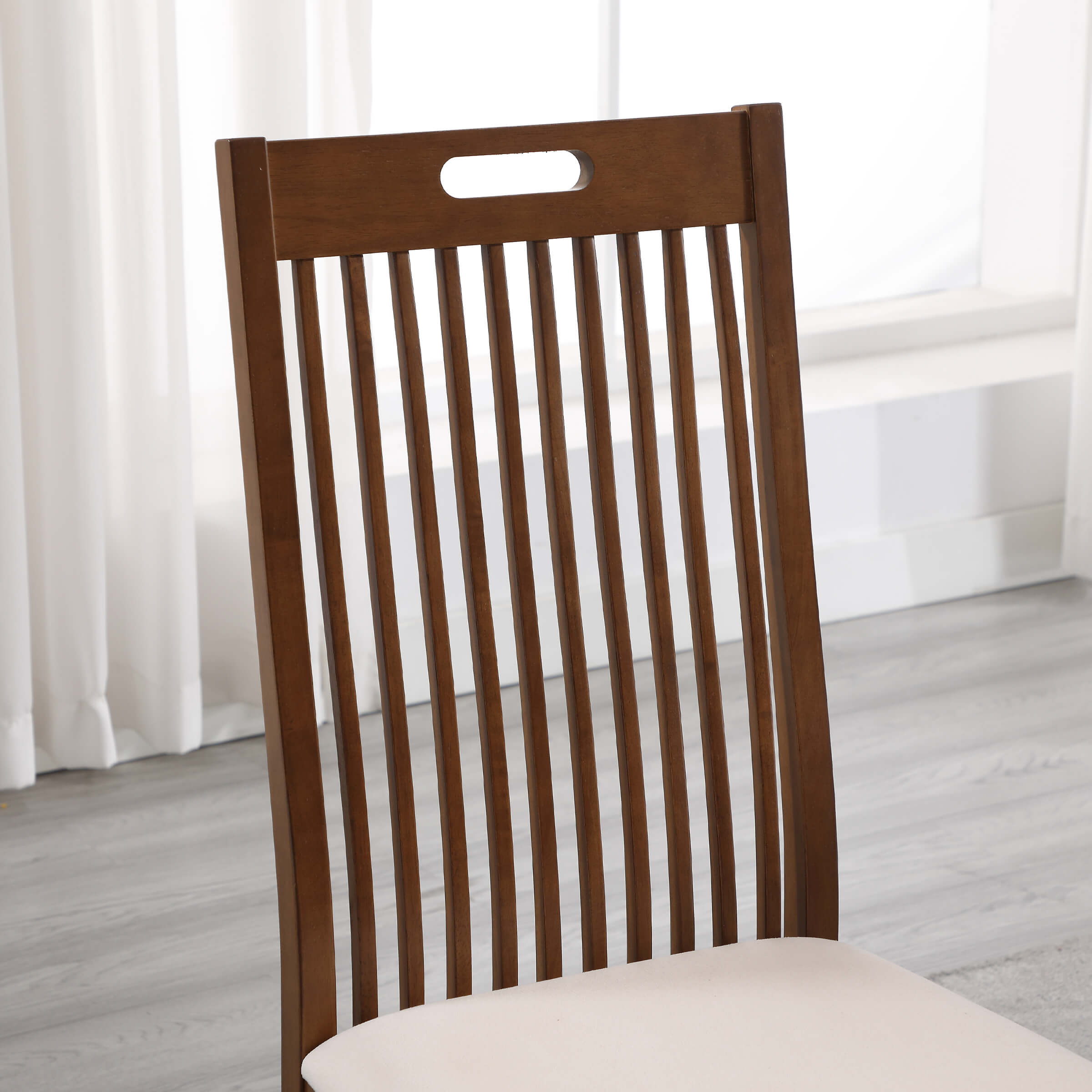 Kmax Farmhouse Walnut Wood Dining Chairs Set of 2 - 8131DC