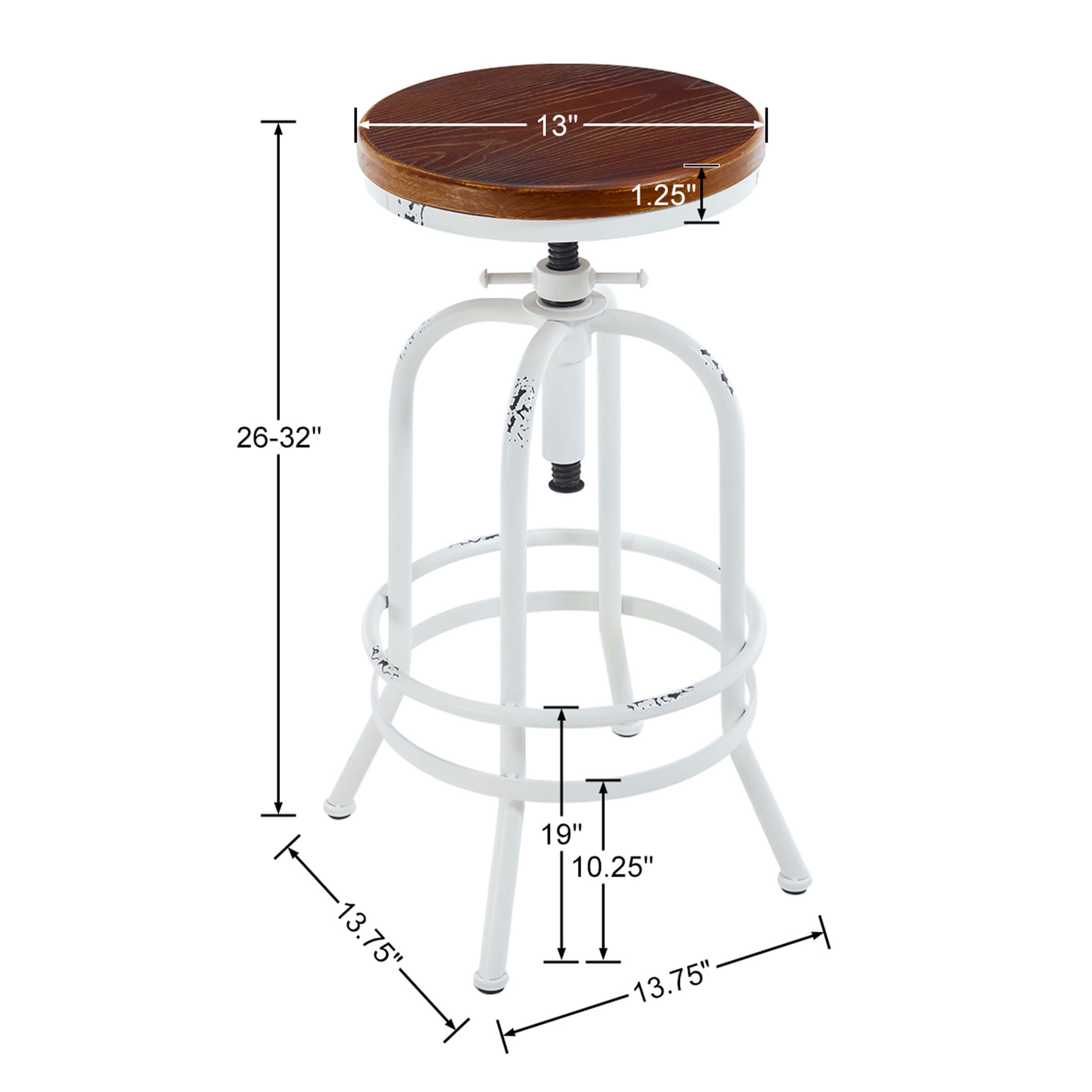 CIMOTA Industrial 26"-32" H Adjustable Backless Bar Stools Set of 2 - XX551AB