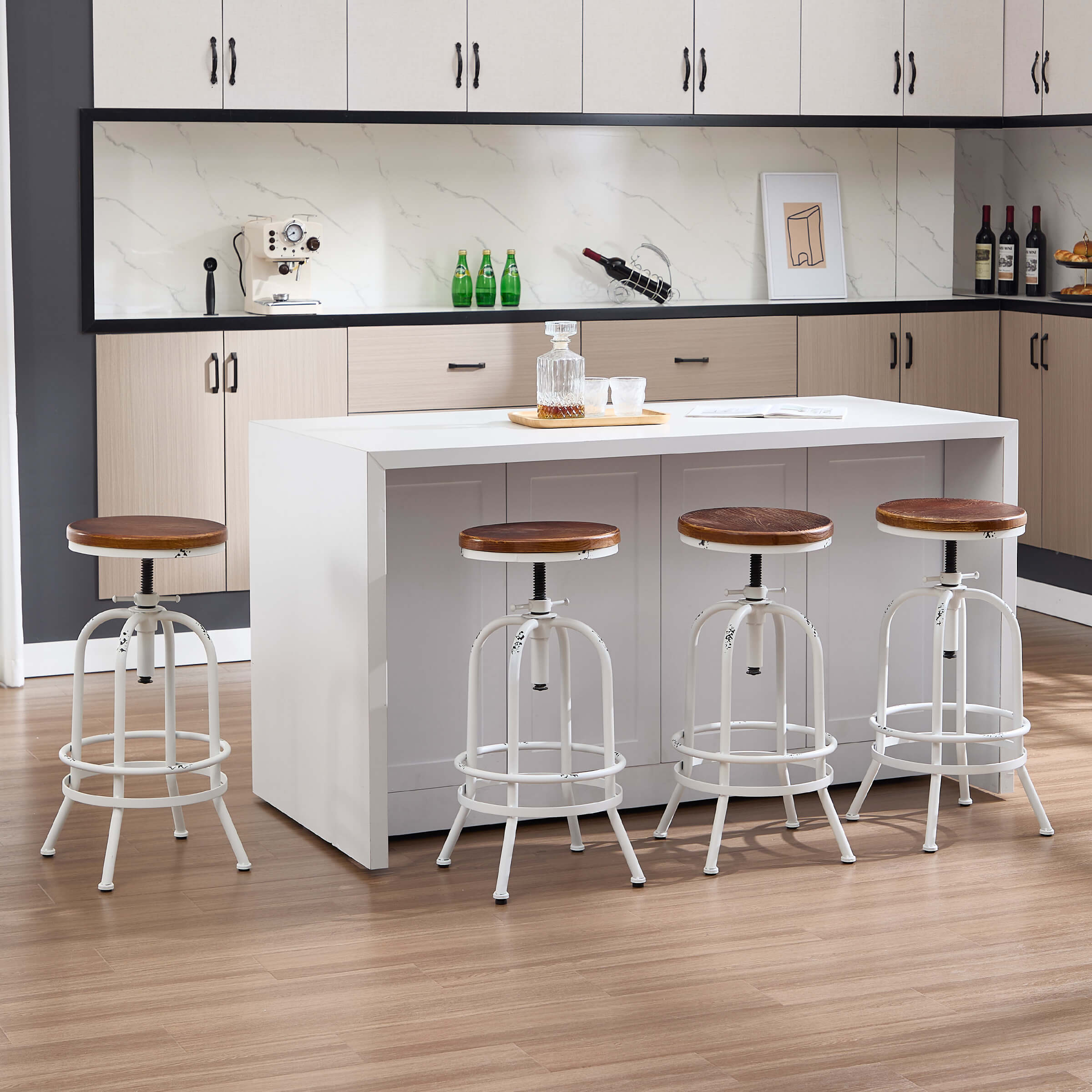 CIMOTA Industrial 26"-32" H Adjustable Backless Bar Stools Set of 2 - XX551AB